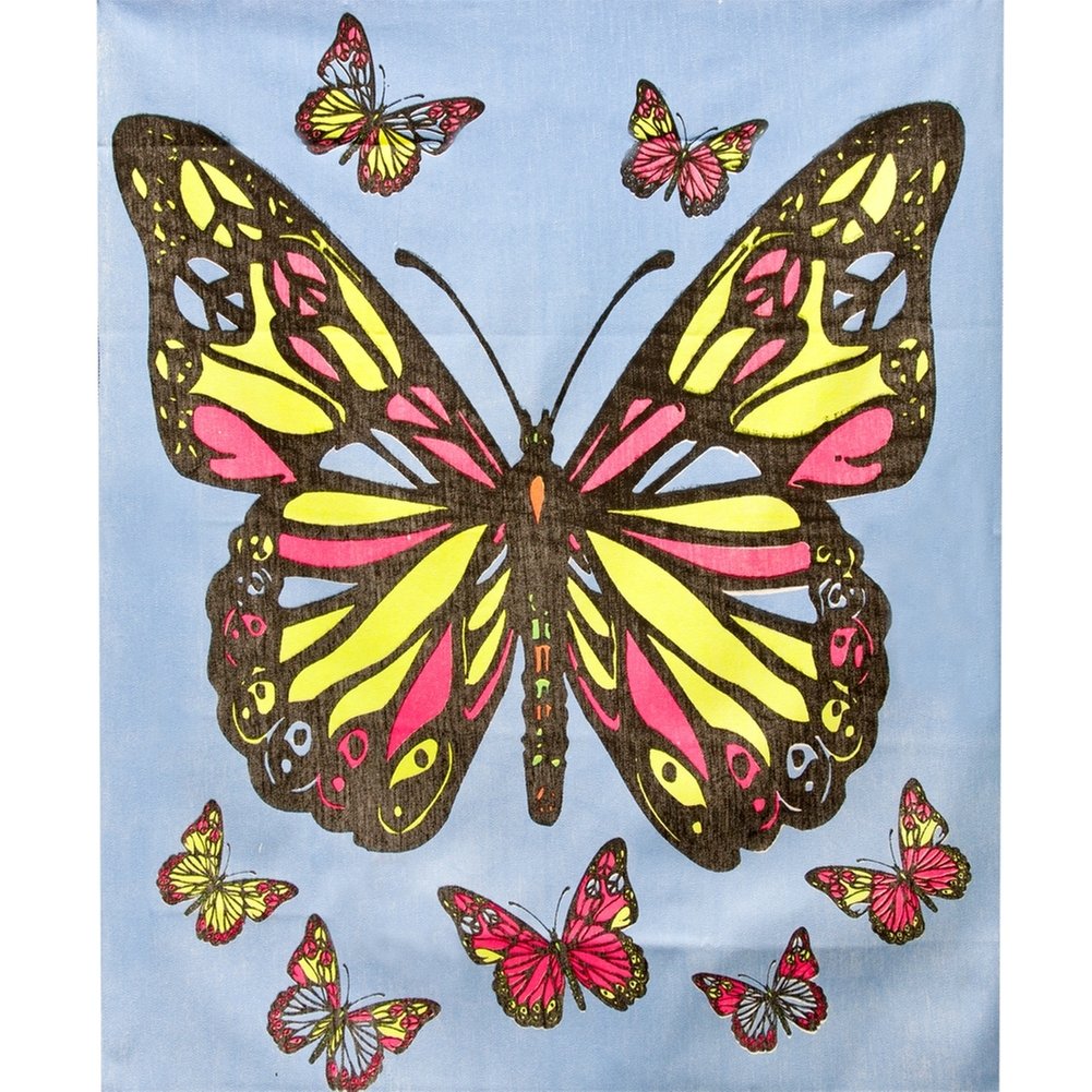 Tapisserie lumière noire Old Glory Paix Papillon pour décoration intérieure