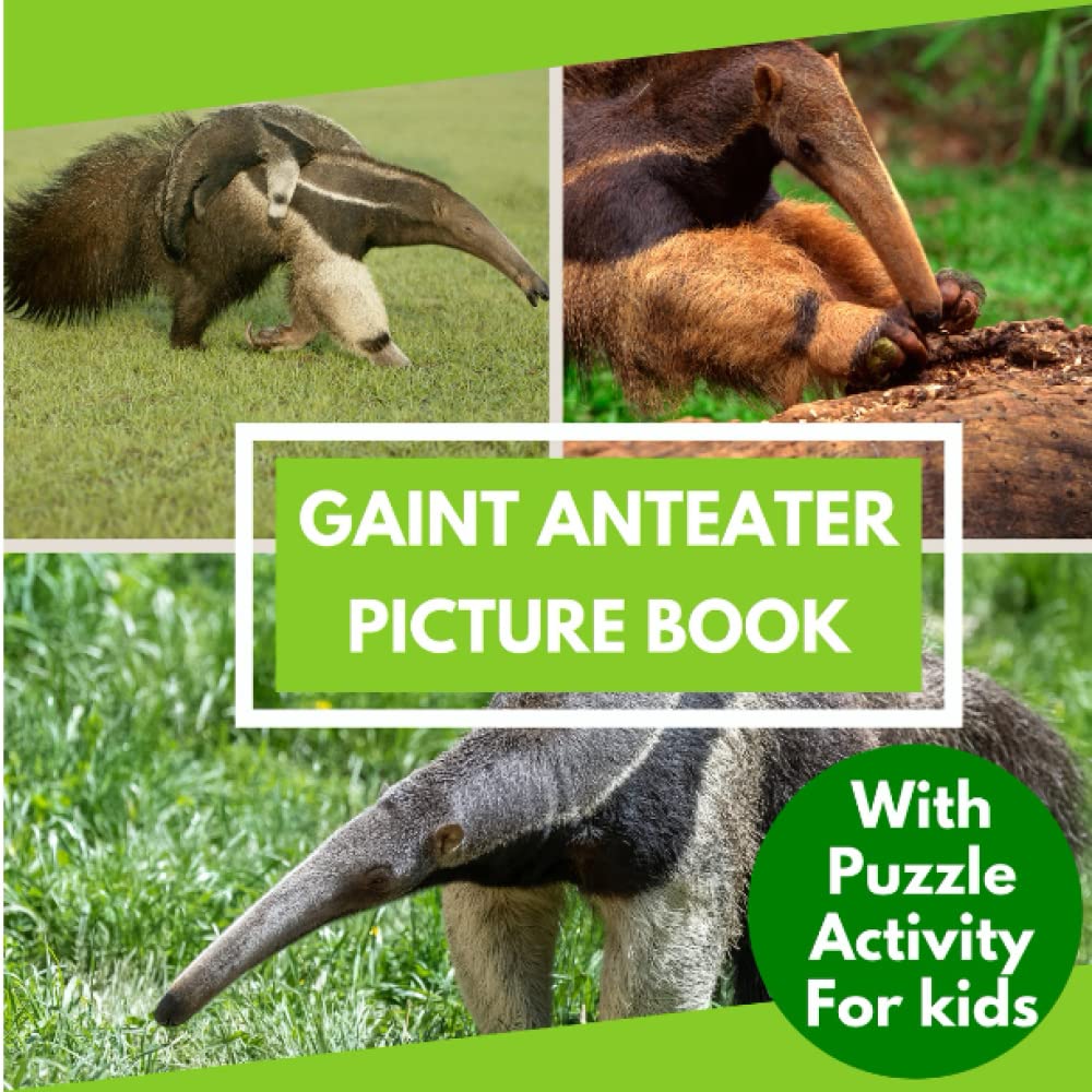 Giant anteater Picture Book with Puzzle Activity for Kids: Learn Facts about the Giant anteater Including Challenging Word Search Puzzle, Mazes, and Coloring pages.