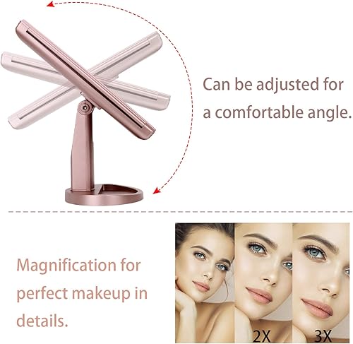 Vista 37 de Espejo cosmético con tres pliegues DeWEISN con 21 luces LED para iluminación, pantalla táctil y ampliación de 3X/2X/1X, dos modos de suministro