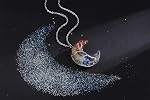 MAIBAOTA 7 Chakra Healing Crystal Necklace Tree Life Wire Wrapped Crescent Moon Stone Pendant Necklaces Natural Resin Reiki Spiritual Quartz Gemstone Jewelry for Women
