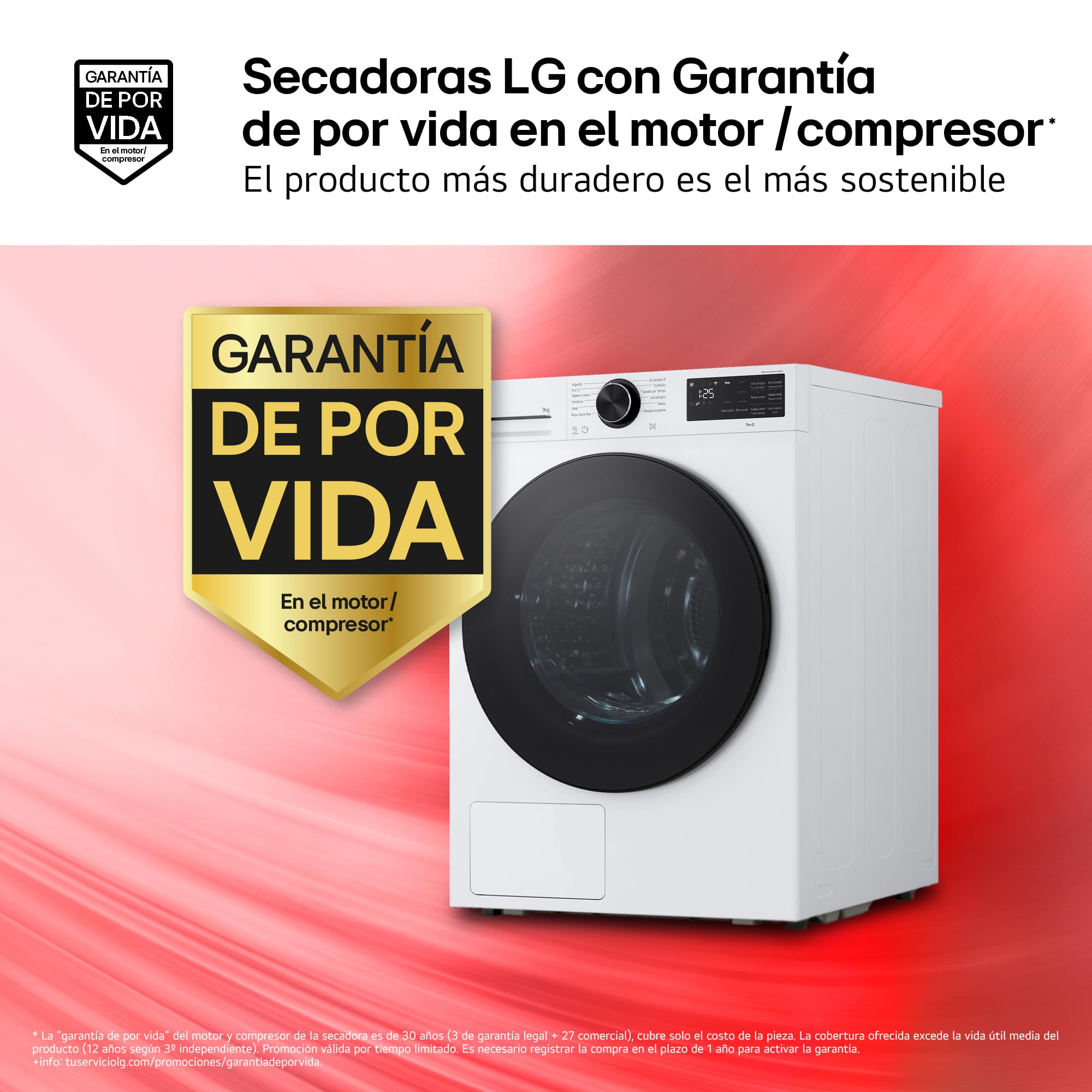 LG RHX5010TLB - Secadora con IA, Bomba Calor Dual Inverter, Blanca, 10kg