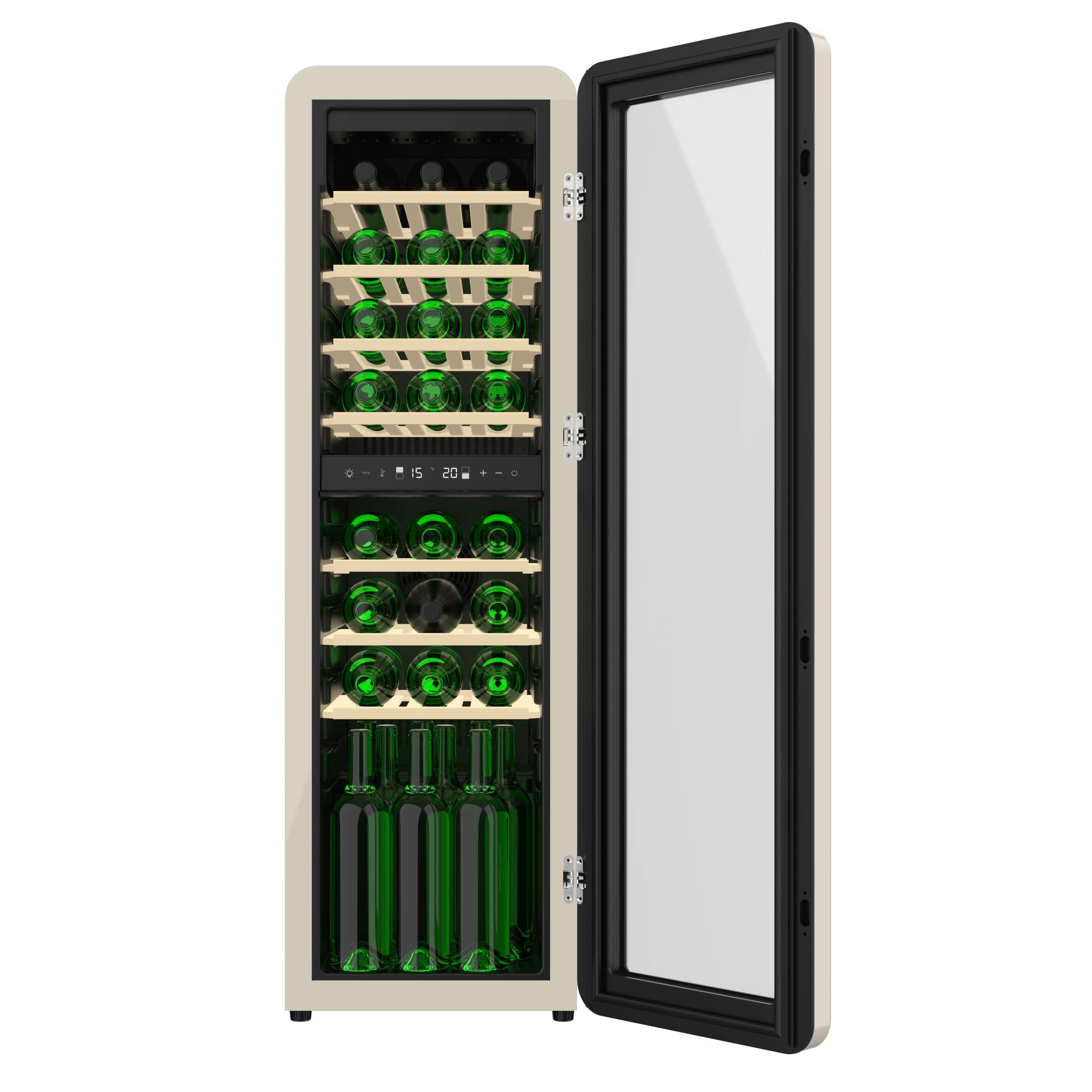 Cecotec Cave a Vin 30 Bouteilles Bolero GrandSommelier Origin Duo 30 Hit Beige. Cave à vin rétro, beige, 30 bouteilles, double zone 5-12 ºC et 12-20 ºC, NoFrost, LED