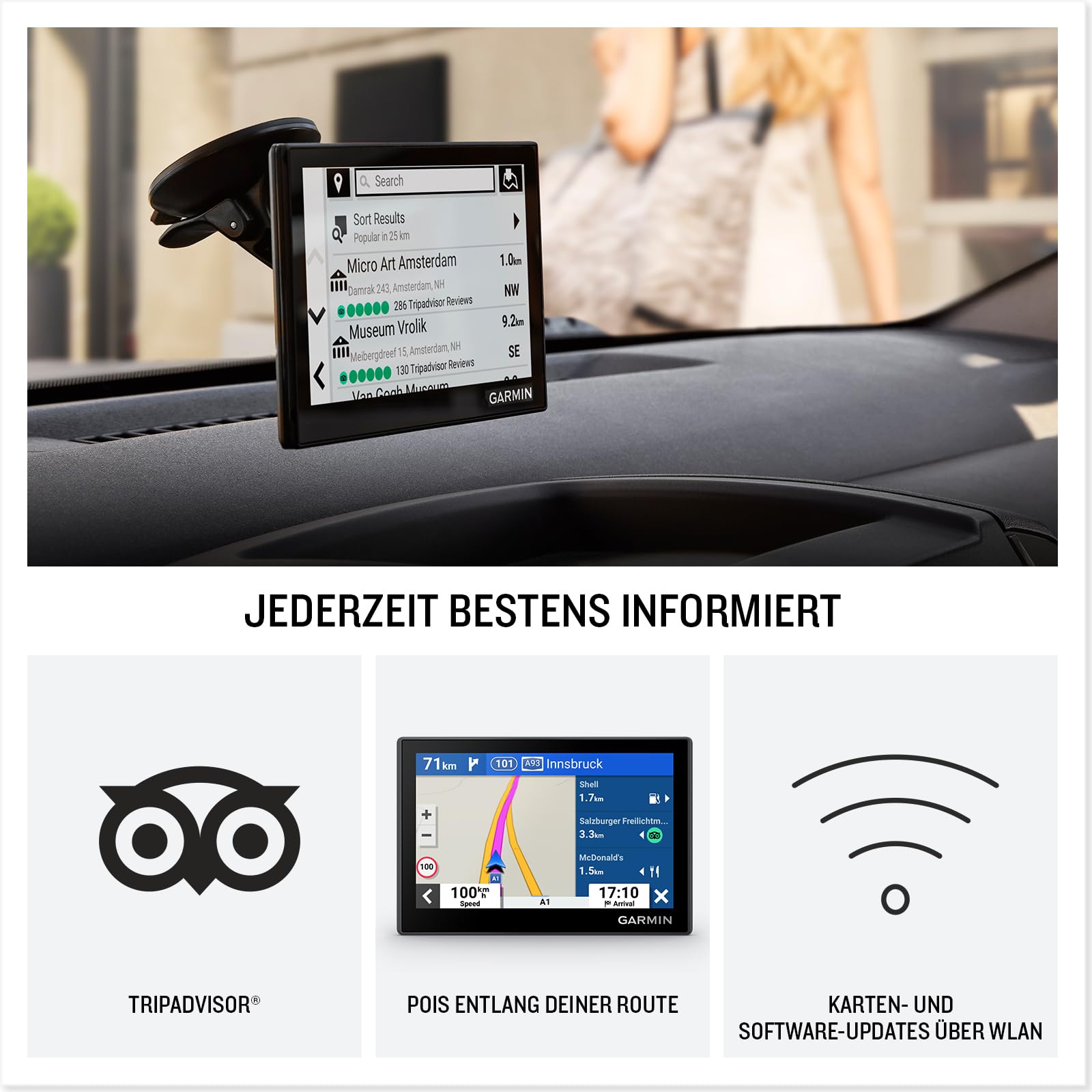 Garmin Drive 53-5"(12,7cm) Farbbdisplay, Europakarten, Echtzeit, Fahrerassistenz, TripAdvisor