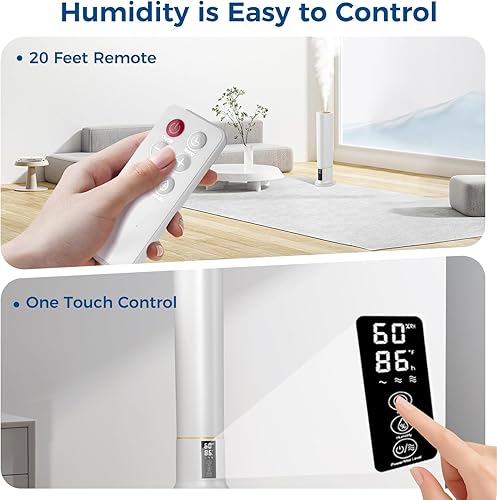 Miniatura 5 de Humidificador de habitación grande, humidificadores de niebla fría de 2.4 galones para dormitorio, 9 L, alta capacidad, 24 dB, humidificador de aire