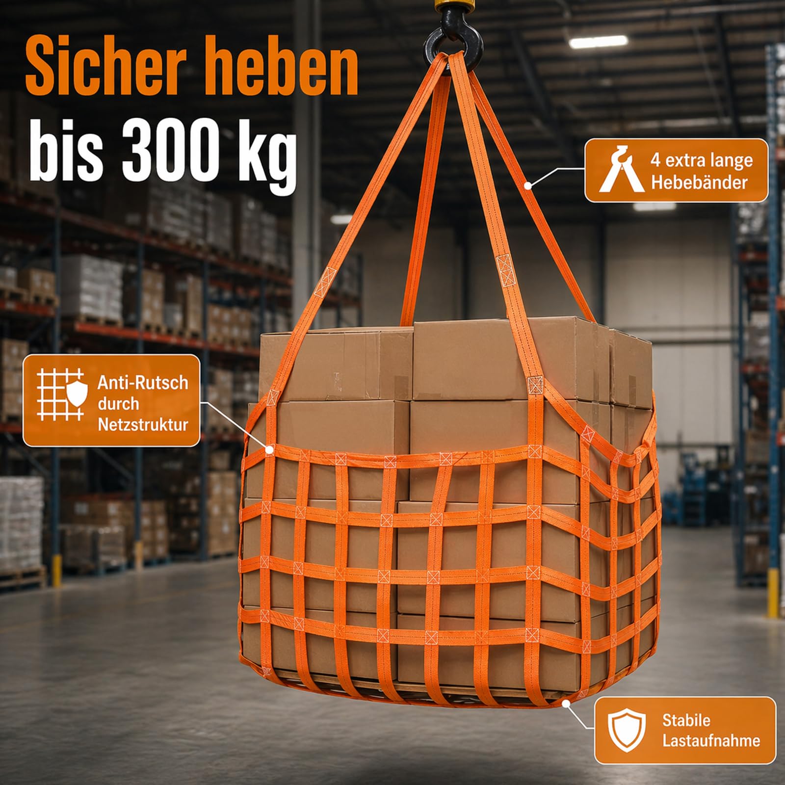 Hebe-Hebenetz, 1 X 1 m Ladung Hängendes Netz, Polyester Ladungshebenetz, 10cm Quadratische Mesh Load 300kg, Hangendes Hebenetz Zum Be Und Entladen Von Fracht