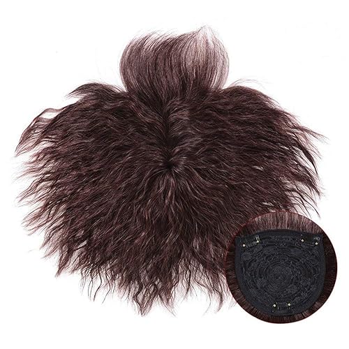 Miniatura 7 de LXUE Peluca de repuesto de cabello humano natural rizado con clip para mujer, color negro hueso, 2.8 x 3.9 in