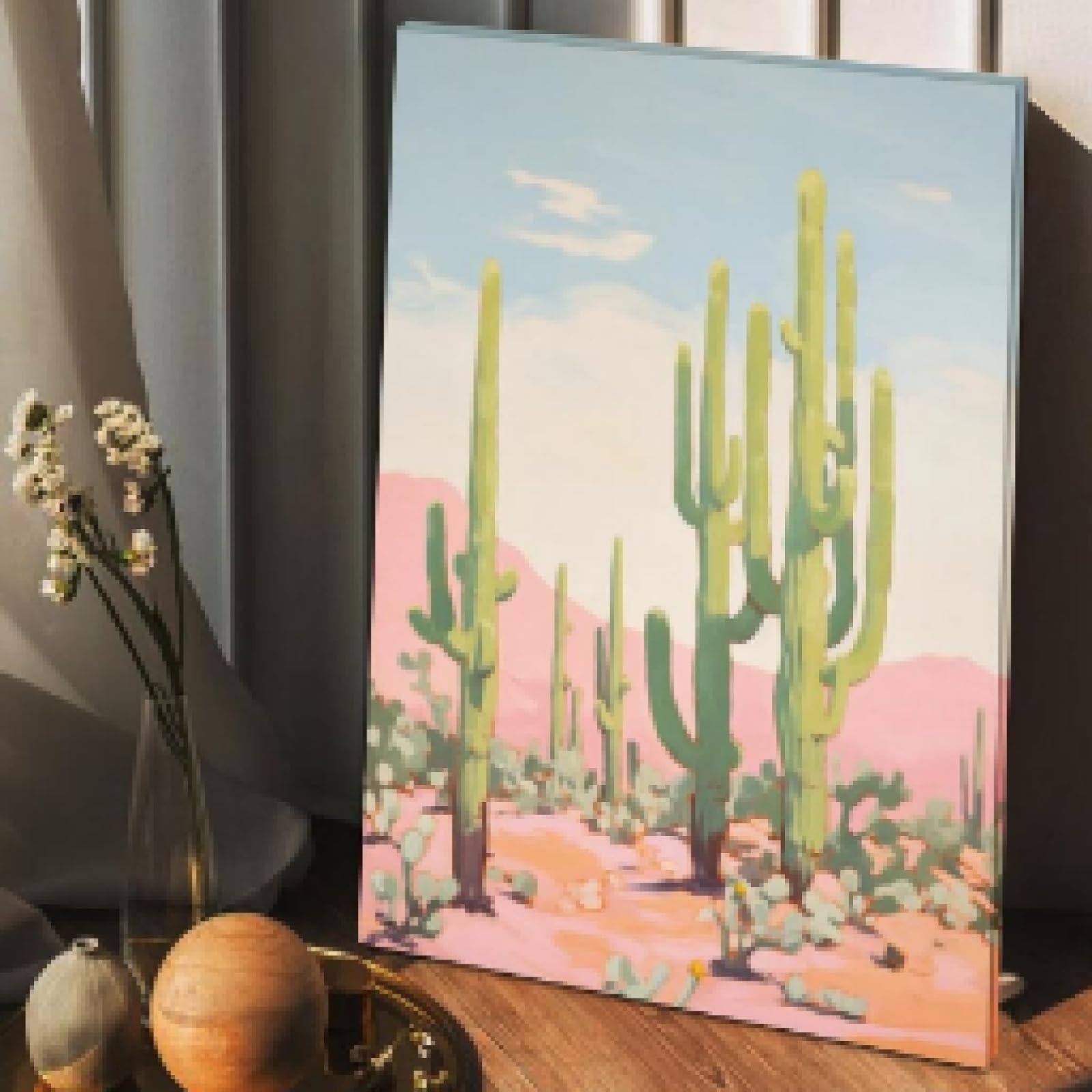 Décoration murale cactus rose pour réchauffer un intérieur épuré - 8
