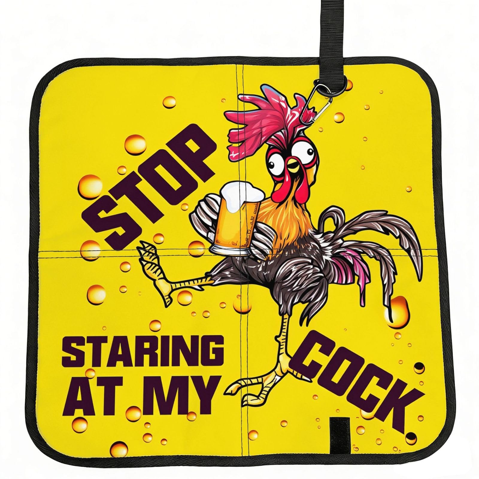 SDEGTHO The Beer-Drinking Rooster Print Padded Seat Pad Folding Cushion Waterproof Bench Mat Portable Outdoor Rest Mat 15.8"