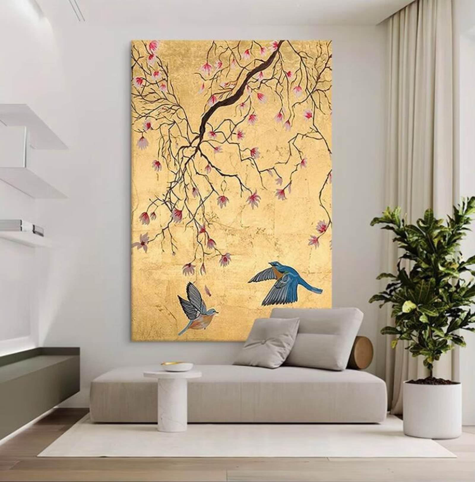 Peinture à l'huile peinte à la main sur toile style ancien oiseaux