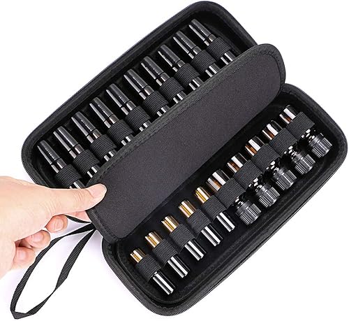 Miniatura 6 de Hipiwe Estuche organizador de aceites esenciales EVA para 20 botellas, 0.2 fl oz 0.3 fl oz estándar y botellas rodantes, portátil, carcasa dura,