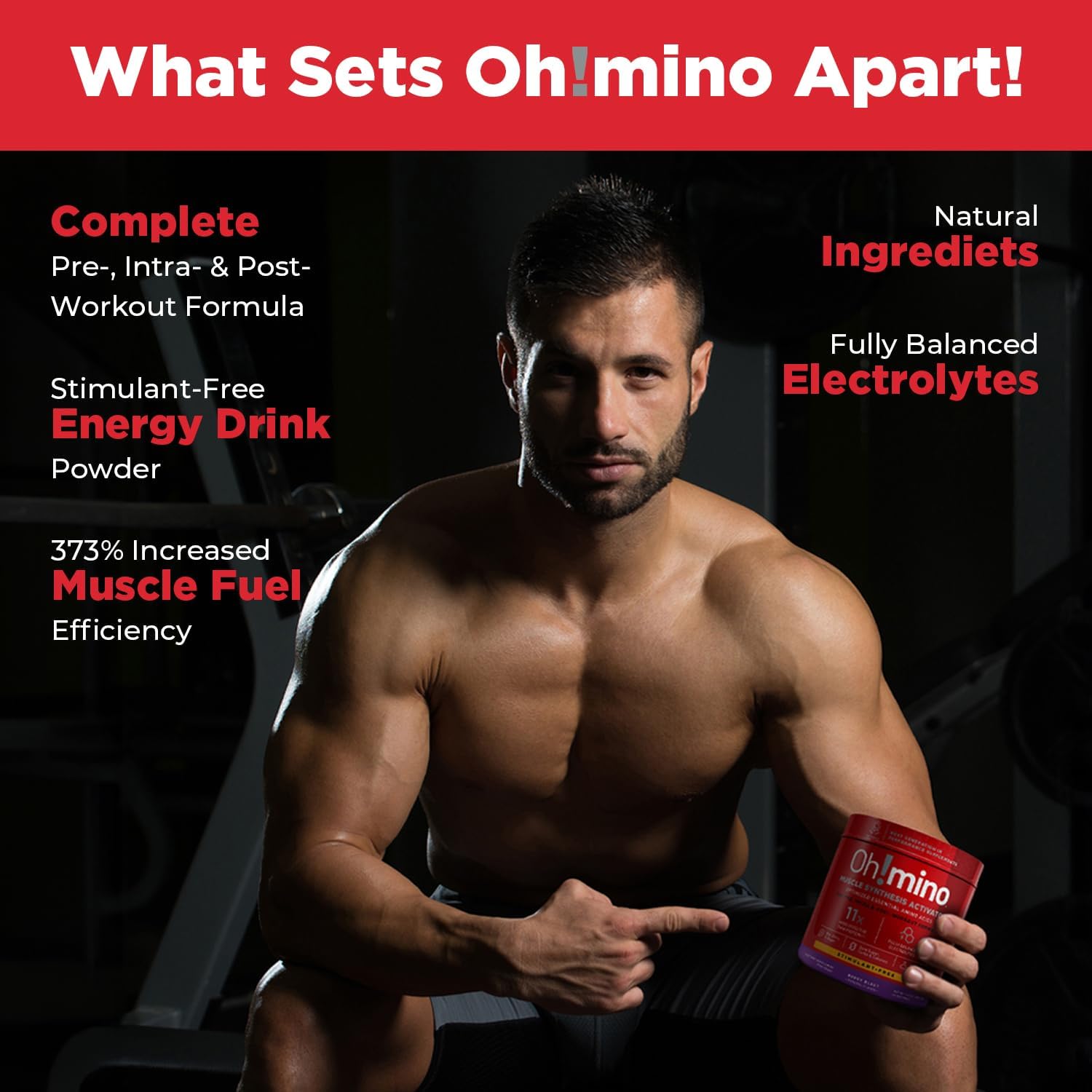 Oh!mino Essential Amino Acids Supplement. Berry Blast, Stimulant-Free Powder. All 9 EAAs, BCAAs and The Perfect Amino for Workouts, Amino Energy, and to Build Muscle, and Recover Faster. Berry Blast (Stimulant-Free) 9.8 Ounce (Pack of 1) image 6 of 8 B09W1J721C