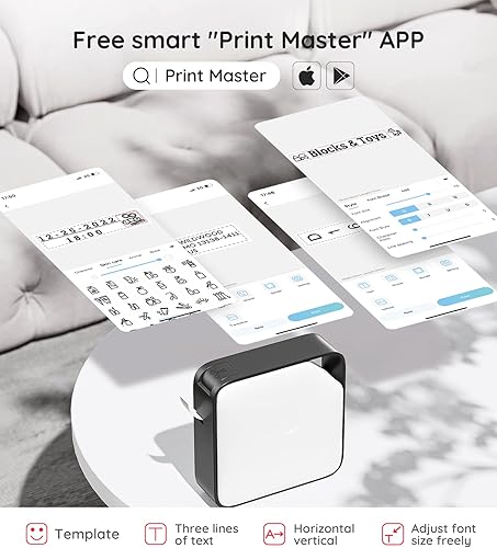 Miniatura 6 de Vixic D1600 Bluetooth Label Maker (Comes with 4 Color Label Tapes) Bundle with 4-Pack 3D21 Black on White Tape, 12mm (12 Inch), Compatible D1600