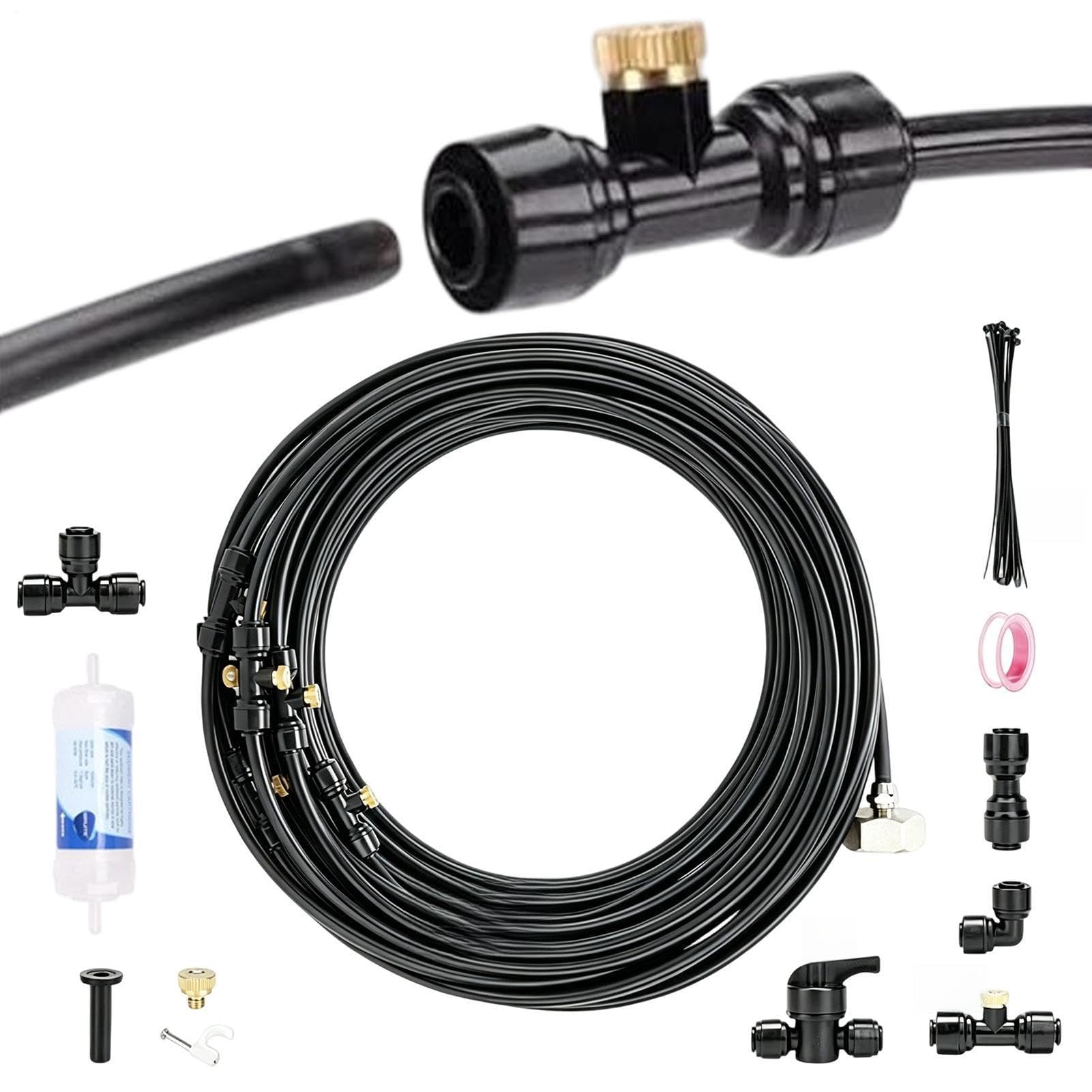 Kit di Nebulizzazione da Giardino Nebulizzatore Rinfrescante da Esterno e | Con ugelli e filtri di irrigazione a per Terreno Prato Balcone Gazebo Fattoria