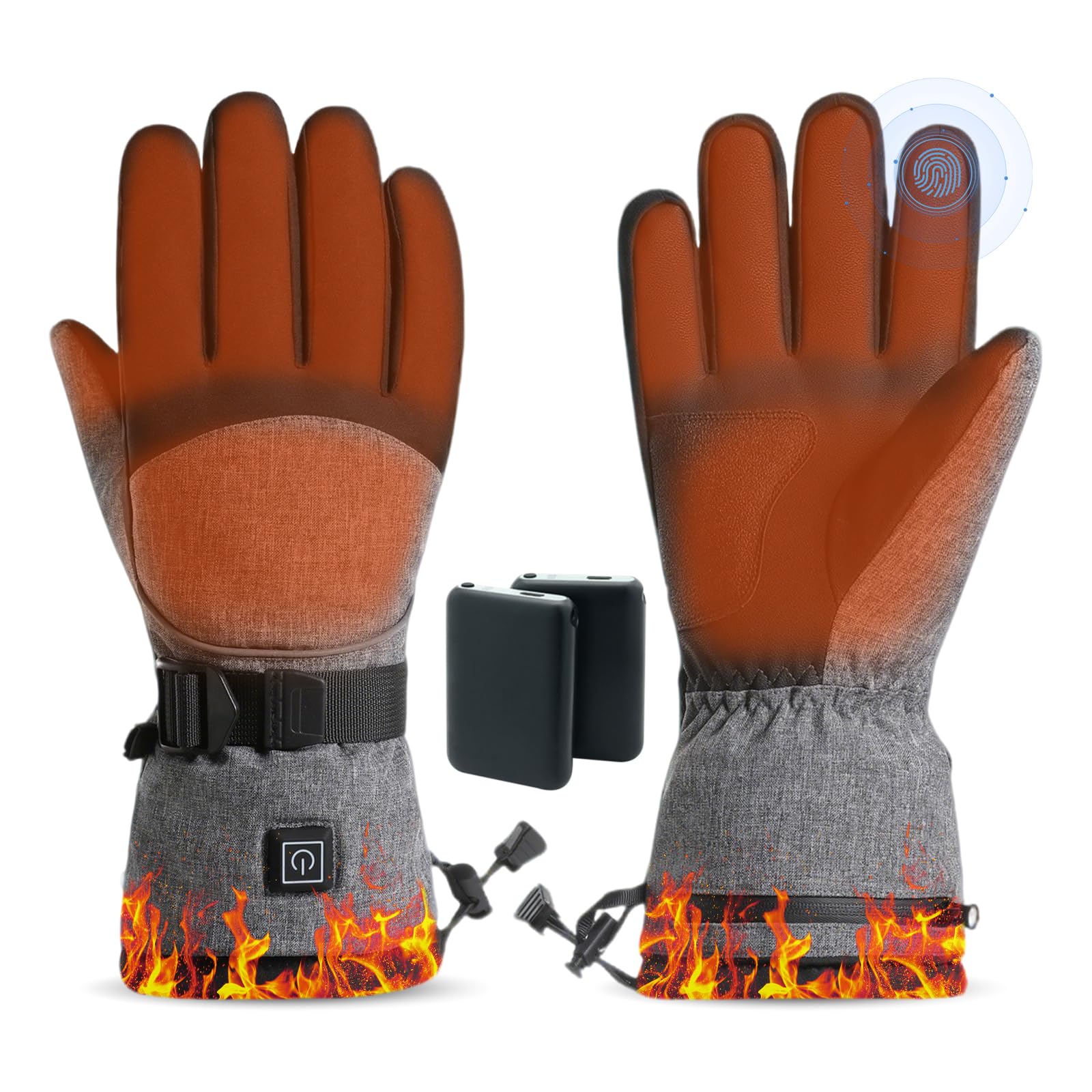 Heated Gloves,5V 5000mAh Rechargeable Heated Gloves for Men Women,Waterproof & Upgrade Non-Slip Electric Heating Glove for Motorcycling,Hunting,Skiing,Outdoor Work