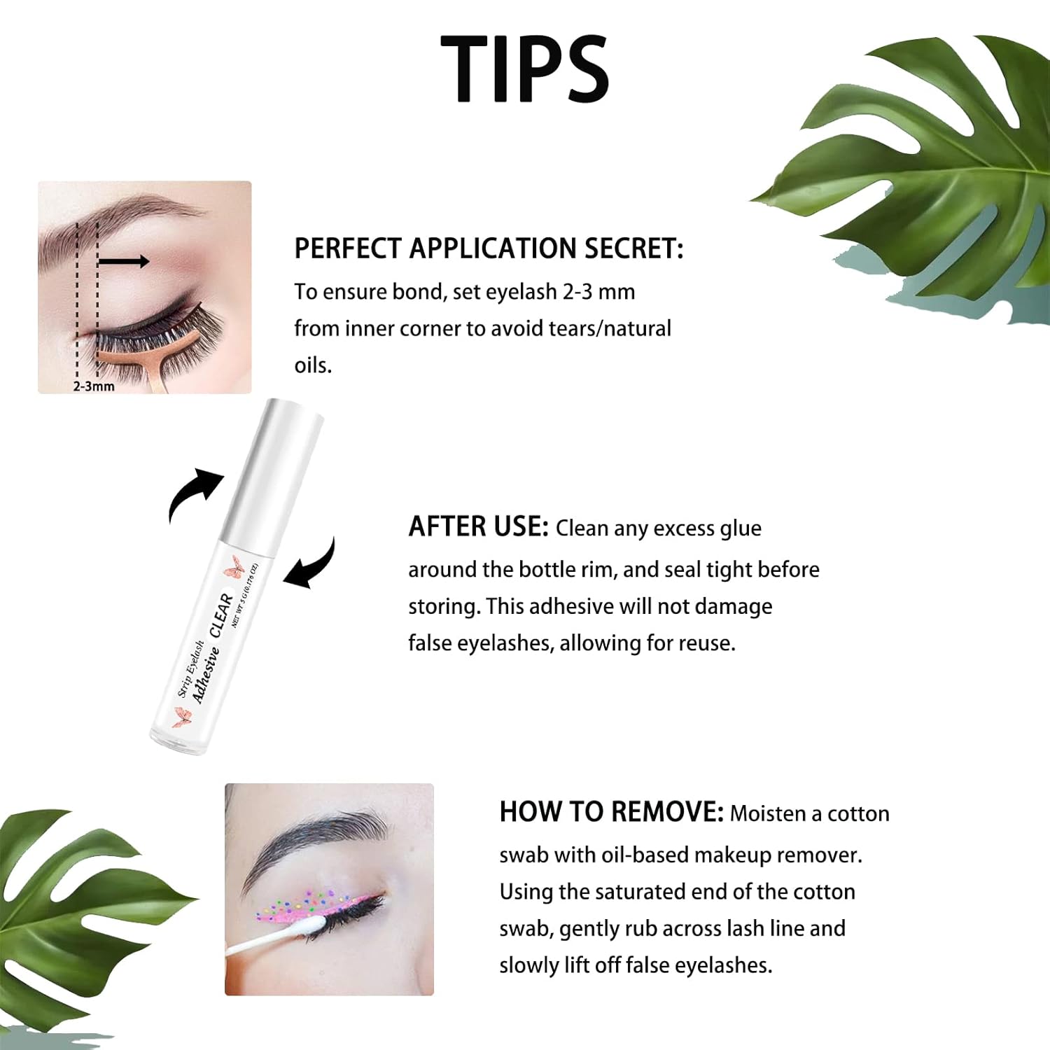 Clear Eyelash Glue Super Strong Hold Eyelash Adhesive Waterproof Eyelash Glue Sensitive Eyes Lash Glue for False Lashes 0.18 oz : Everything Else