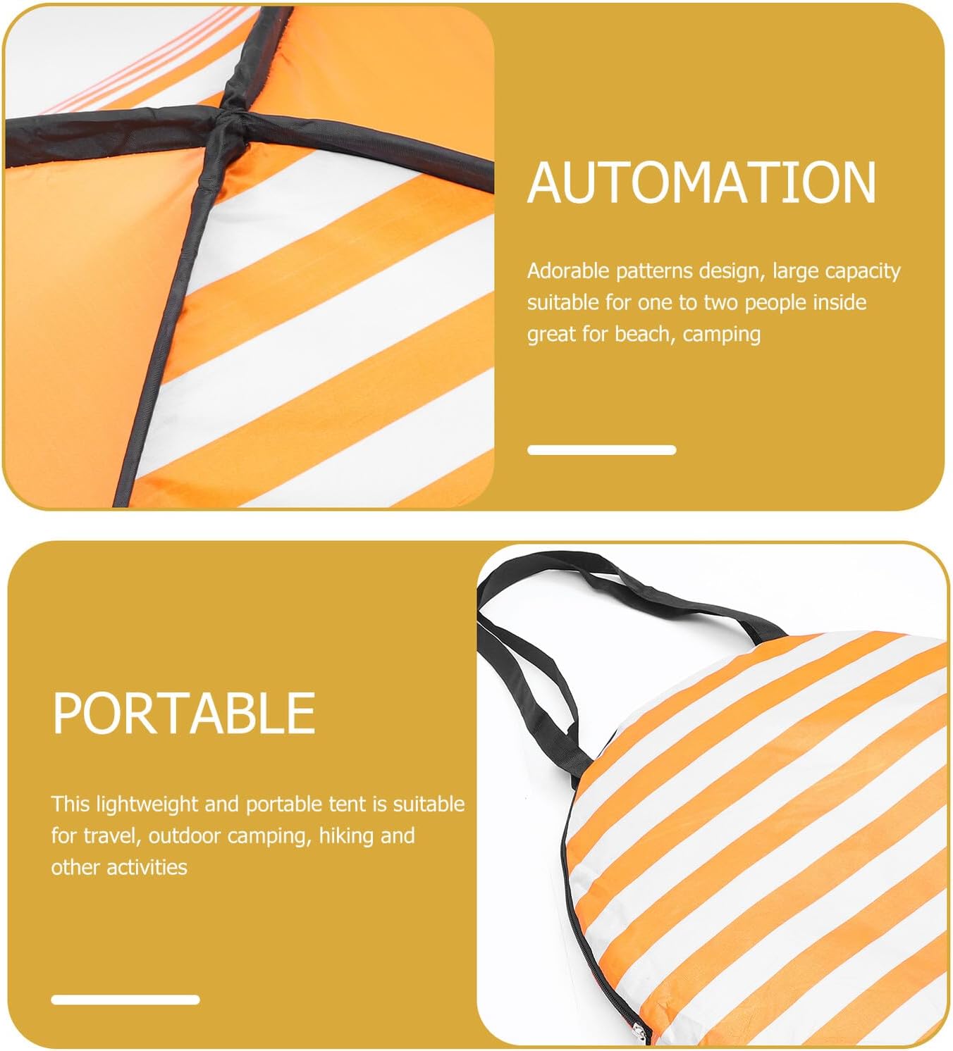 GALPADA Automatic Pop-up Outdoor Tent with Striped Pattern Travel and Beach Shelter Lightweight Portable Camping Tent with Easy Setup and Compact Tote Bag Suitable for Hiking and Family