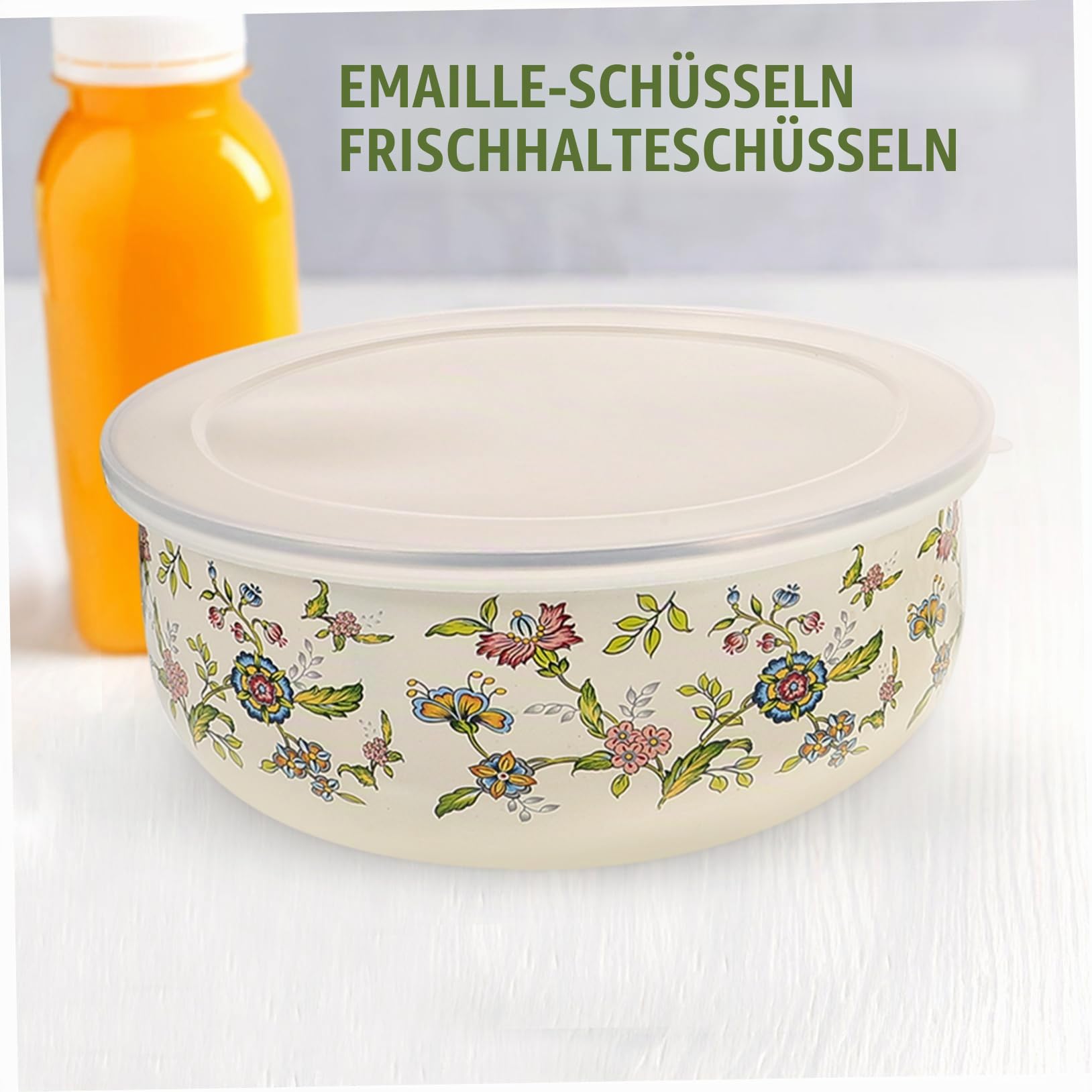 Emaille Schüssel Set 5Er Mit Deckel – Stapelbare Rührschüsseln Für Küche Und Kühlschrank Frischhaltende Aufbewahrungsschalen Für Salat Obst Und Lebensmittel 3.94X3.94X1.97In