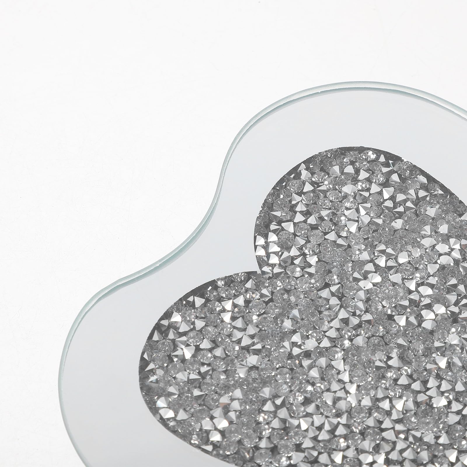 Posavasos de Vidrio Forma de Corazón, 6 Piezas, Plata | Resistentes al Calor Rayaduras, para Restaurante y Bar, Diseño Elegante para Mesa