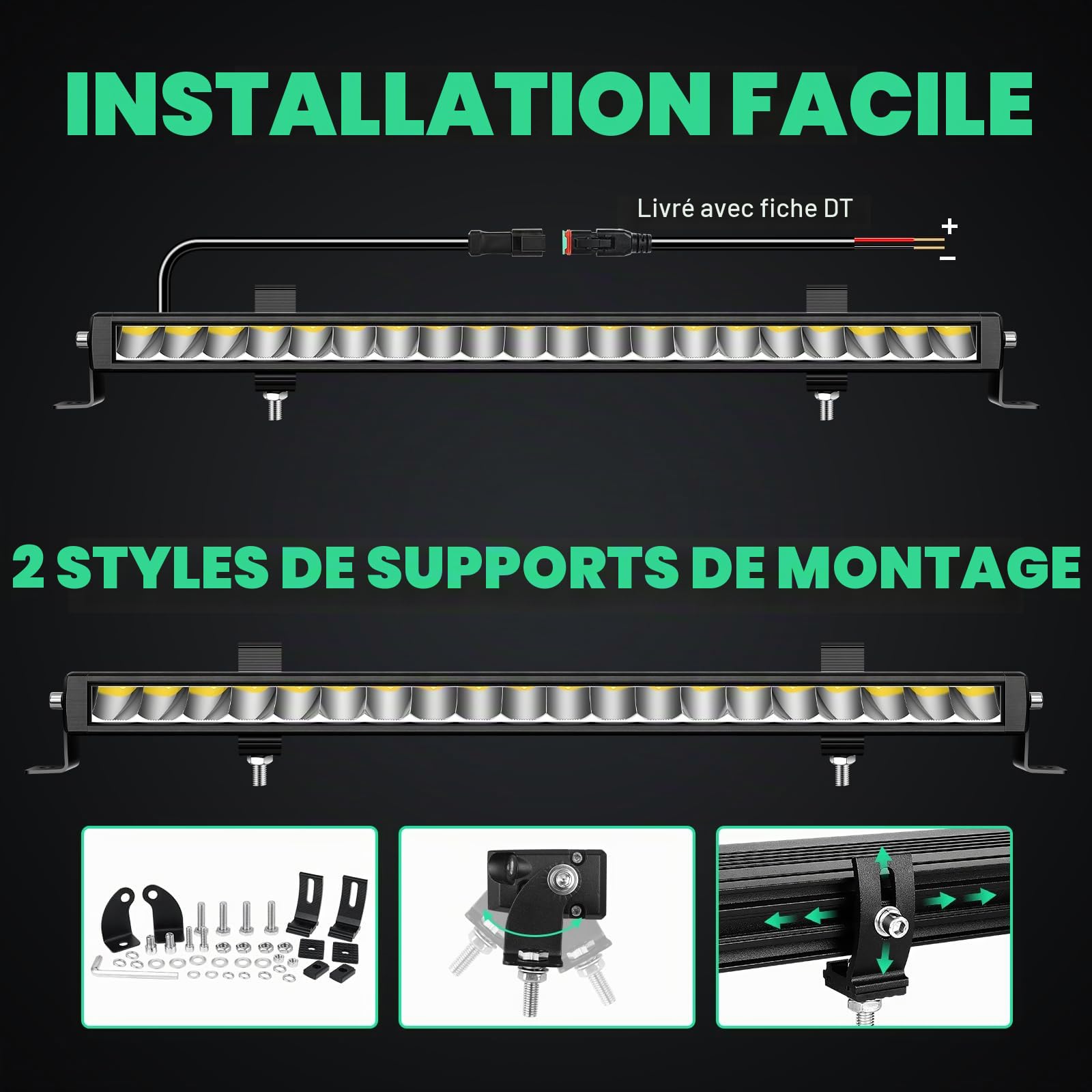Willpower Rampe LED 58cm 60W Barre LED 12V 24V pour 4x4 Voiture Quad