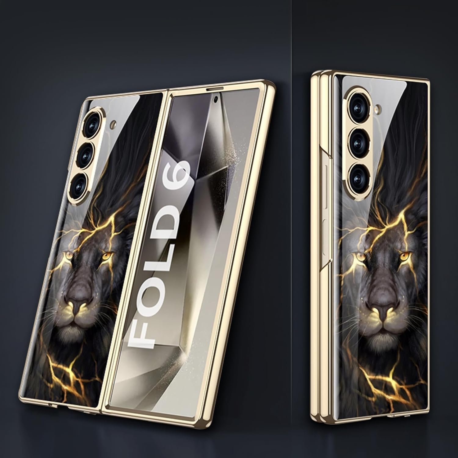 STYLONIC Back Cover for Samsung Galaxy Z Fold 6 Black and Gold Lion