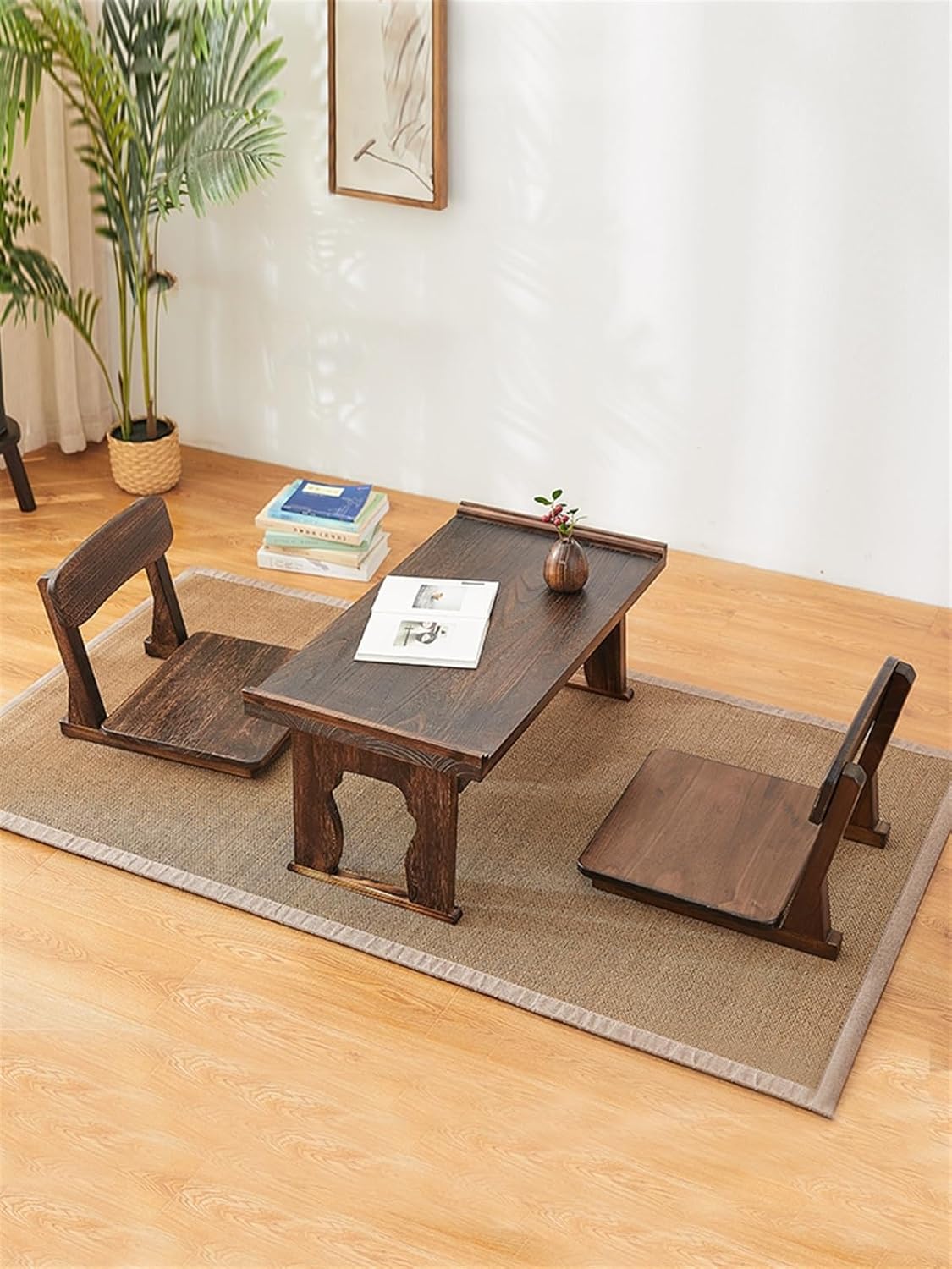 LSLYTQ Floor Chair, Solid Wood Legless Backrest Chair Game Chairs, Living Room Chair Japanese Bay Window Lazy Chair, Floor Chair Lazy Sofa Game Meditation Floor Seating Chairs Chair with Back Support
