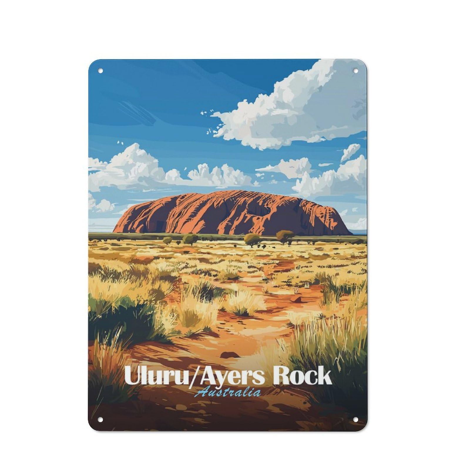 Uluru∕Ayers Rock Australia Vintage Metal Plaque 40x30cm for Kitchen Or Home Bar, for Vintage Wall Decor Fans, for Garage And Workshop Walls