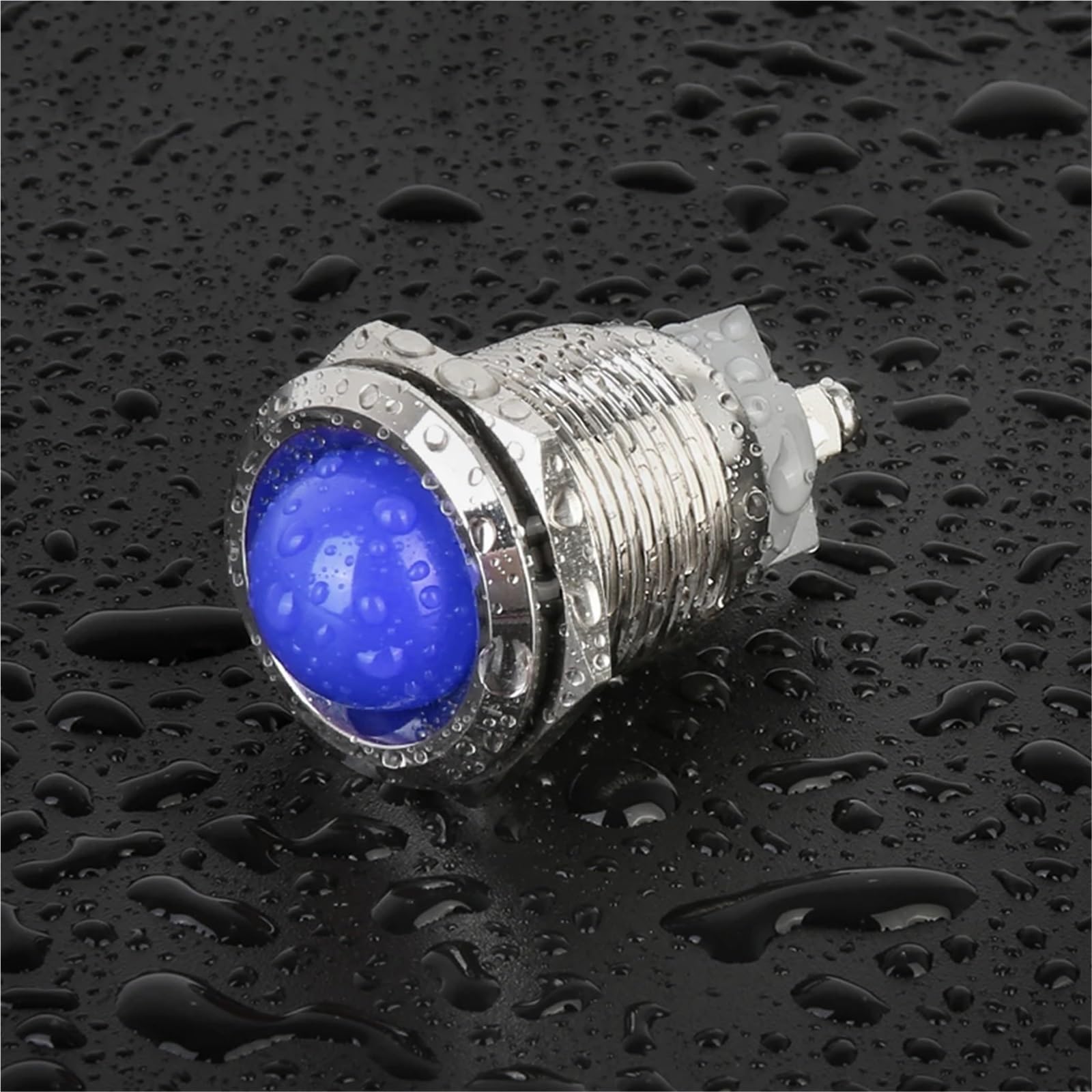 Lot de 10 voyants LED métalliques de 19 mm, alimentation AC/DC 3~220 V, mini-lampes de signalisation étanches IP65(Ball Blue Light,12V-24V)
