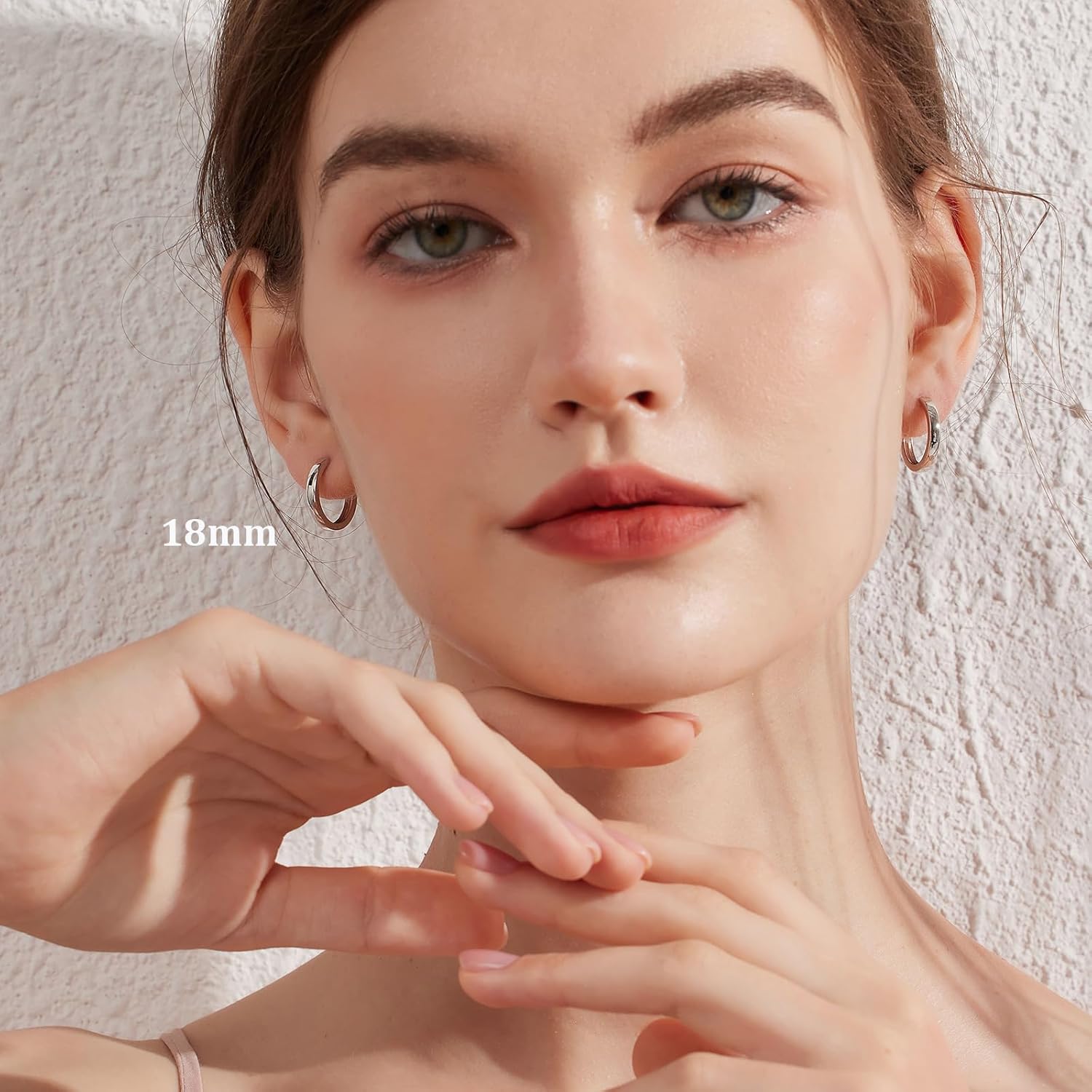 Simple Hoop Earrings for Women, Hypoallergenic Hoops Jewelry Huggies Sleeper Earrings 925 Sterling Silver Ear Post 18MM 20MM 25MM - Image 2