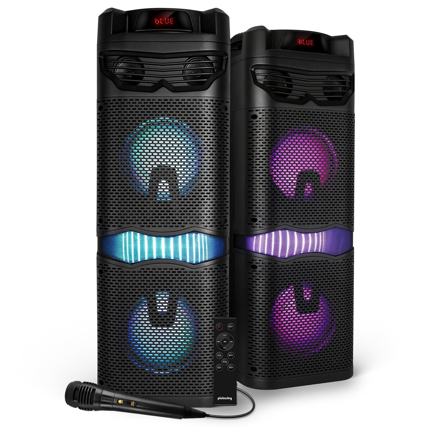 Enceinte Autonome 360 degrés PICKERING Barrel 8 sur Batterie Micro et Télécommande 800 Watts- 8 Hauts Parleur LCD - USB/BT/AUX
