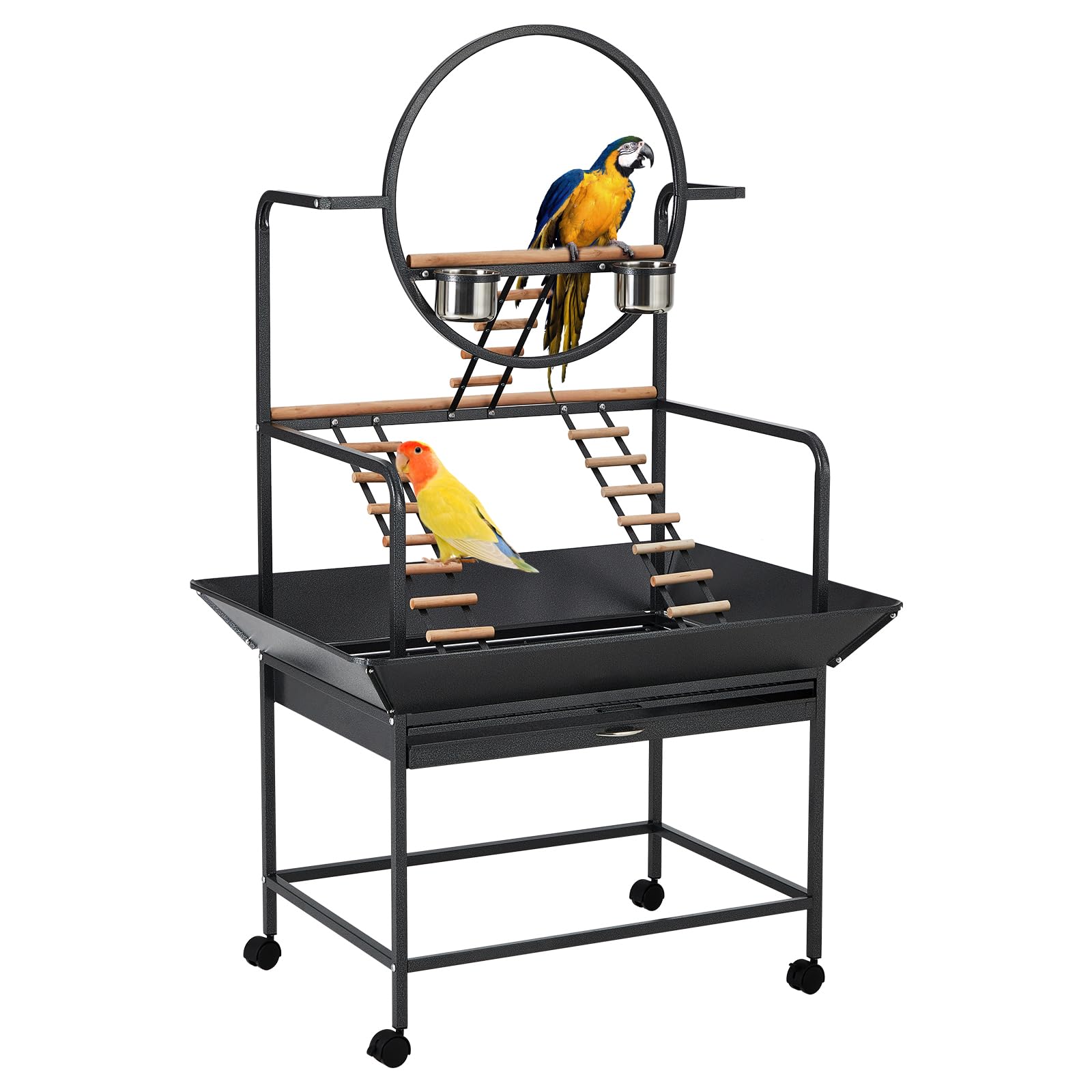 Bird Playstand, 66 in H Inch Birdcage Stand Activity Play Center with Perches and Ladders, Removable Tray, Indoor Outdoor Playground for Parakeet,