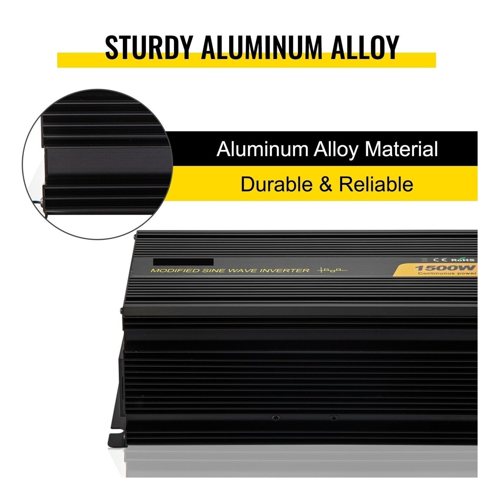 Modyfikowany falownik sinusoidalny DC12V / DC24V do AC120V ze stopu aluminium, ekran LCD i wskaźniki LED zasilania samochodu domu Dla początkujących majsterkowiczów(1600W)