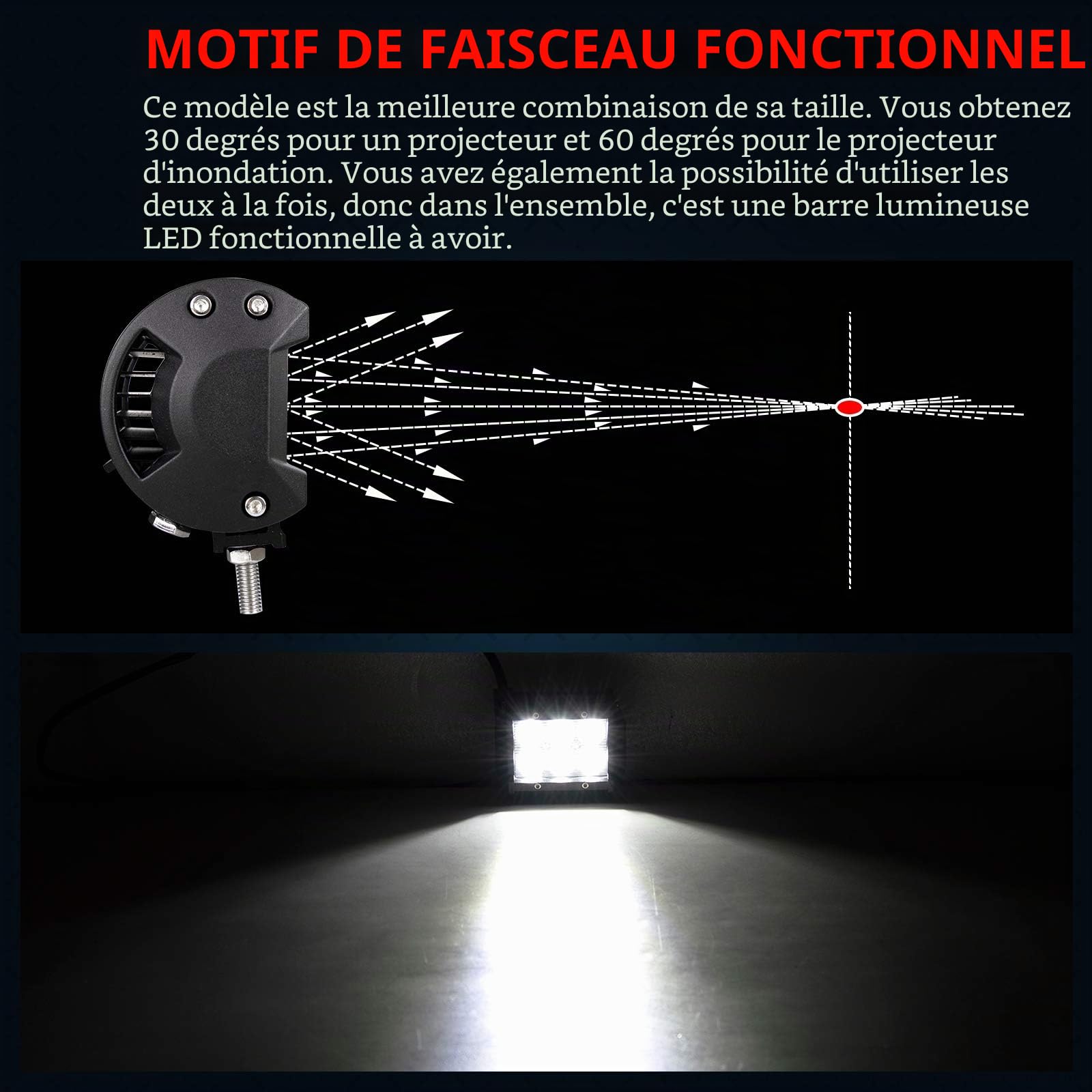 AUXTINGS Lot de 10 Spots LED 10,2 cm 18W 1440 LM 6000K pour Voiture Tout-Terrain Cabine Bateau SUV Camion Voiture ATV véhicules Marins 12V 24V