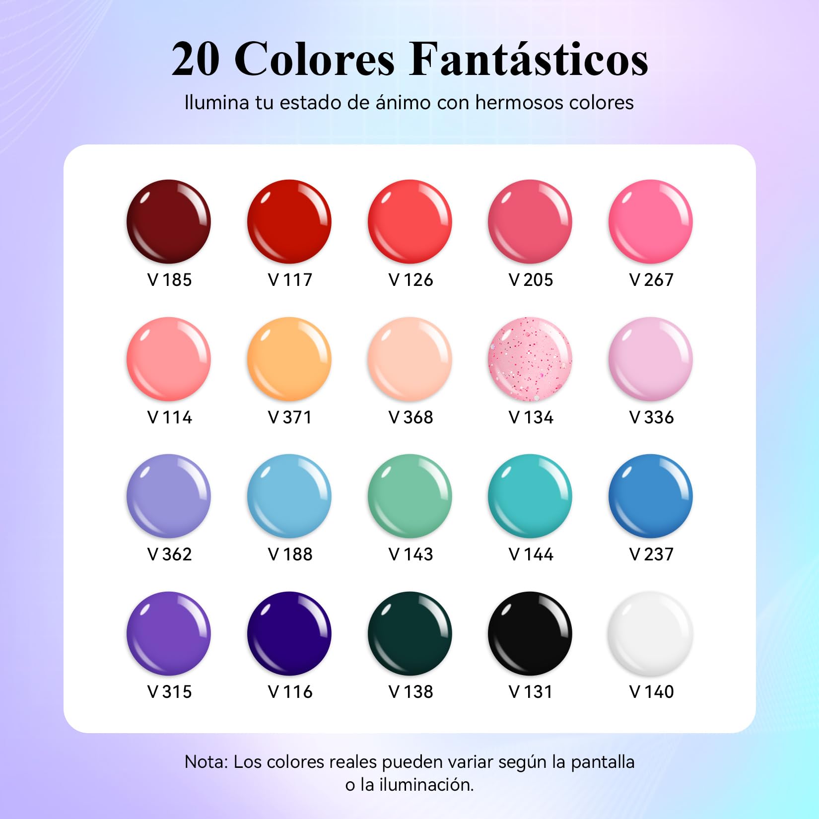 VANREESA 20 Colores Kit Uñas Semipermanentes, Uñas Semipermanentes Kit Completo con Base Top Coat Lampara UV y Herramientas Manicura, Todas Estaciones Apto Esmalte Gel Set Manicura para Principiantes