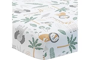Lambs & Ivy Jungle Friends 100% Cotton Safari Animals Baby Fitted Crib Sheet