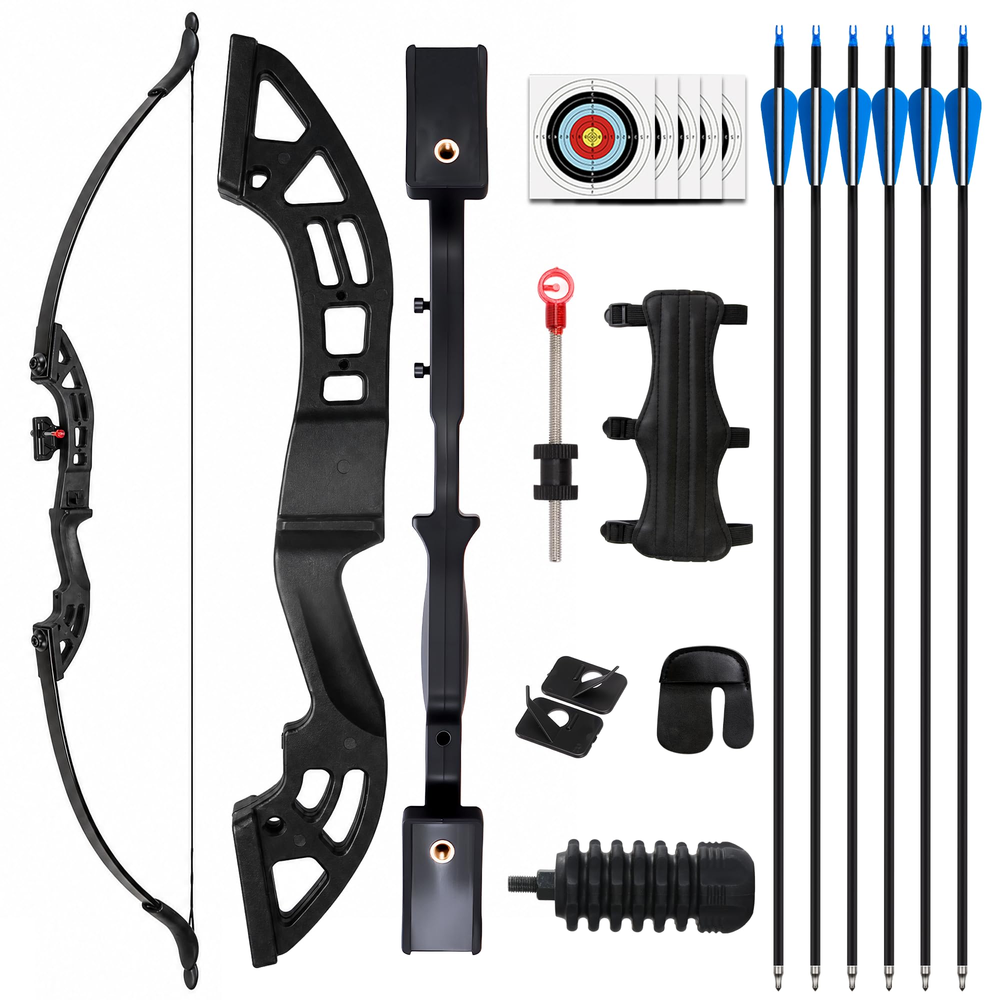 SERfawnCH Ambidextrous Recurve Bow – 30lbs Beginner Target Archery Set for Adults, Lightweight Training Bow Kit – Draw 130cm