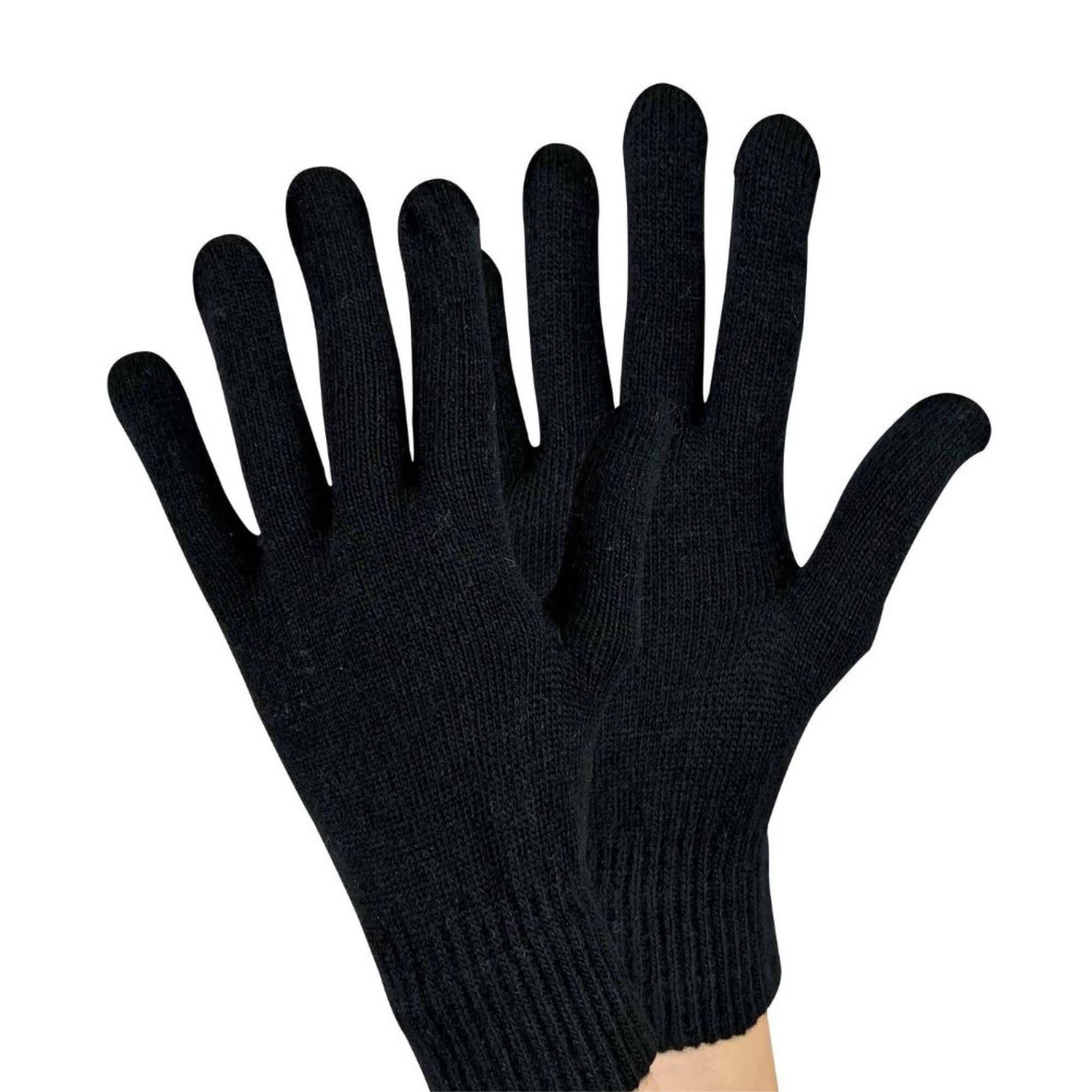 Sock Snob - Ladies/Womens Knitted Winter Warm Magic Thermal Wool Gloves for Cold Weather (Black, One Size)