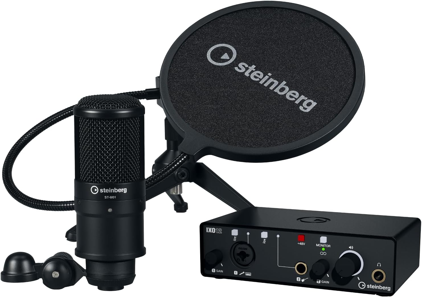 Steinberg IXO Podcast Pack IXO12 USB 2.0 Audio Interface Studio Microphone and WaveLab Cast Cubase AI and Cubasis LE Software Suite
