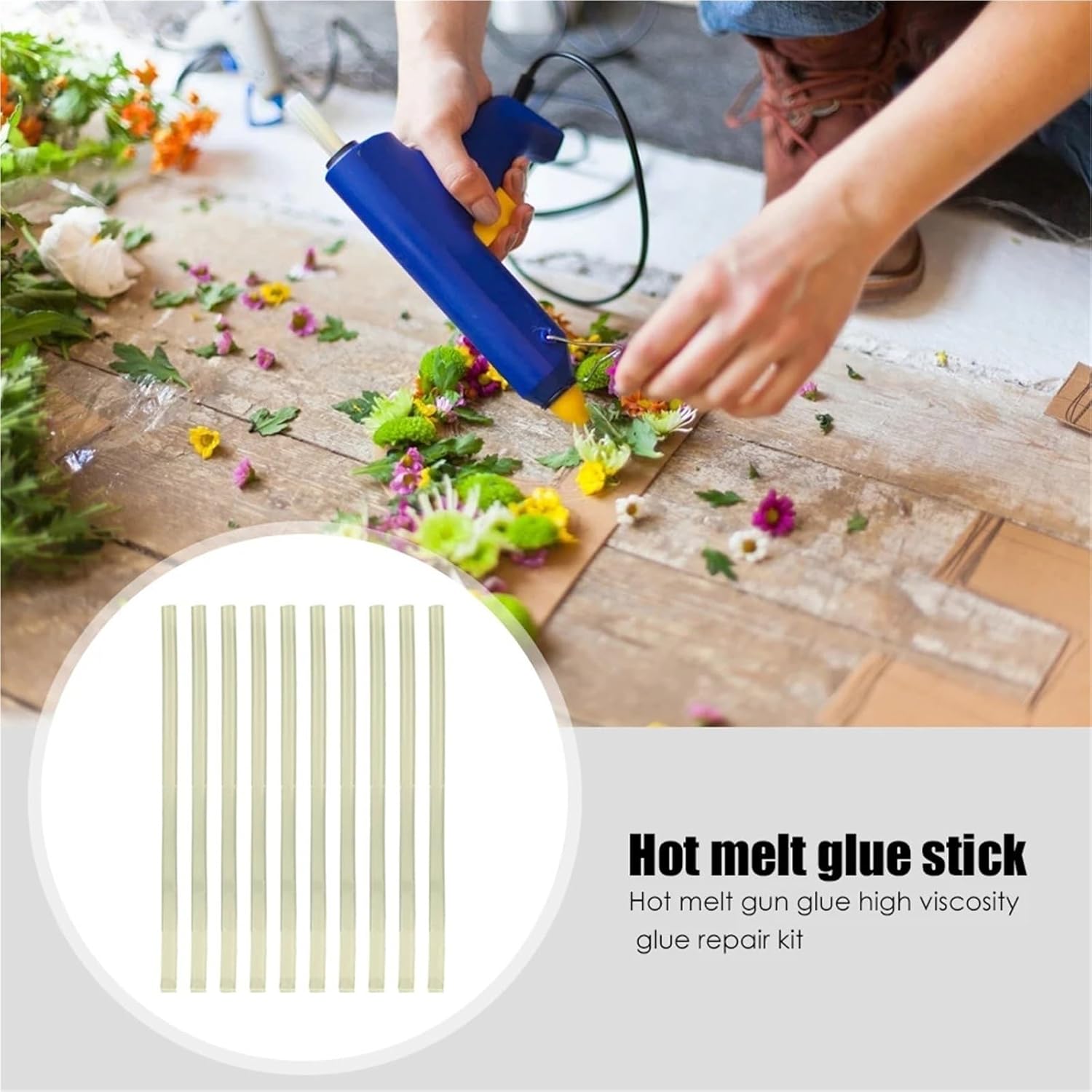 Hot Melt Glue Sticks 100Pcs Rod High Temperature Resistant 7mm Hot Glue Gun Sticks Adhesive Transparent Set for
