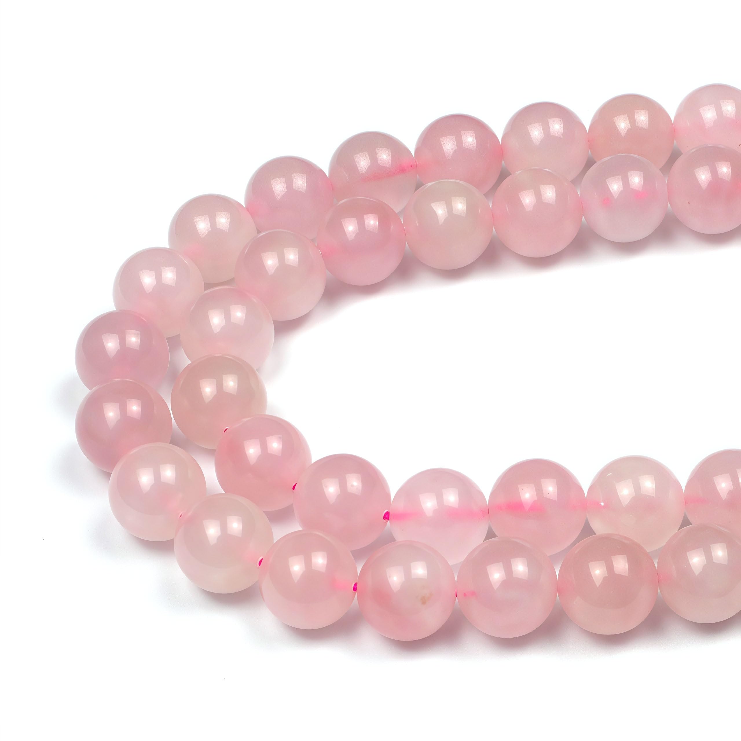 MJDCB 6mm 60 piezas Cuentas de Piedra Cuarzo Rosa Redondas Sueltas Piedras Semipreciosas Naturales para Hacer Joyas Pulseras Collares