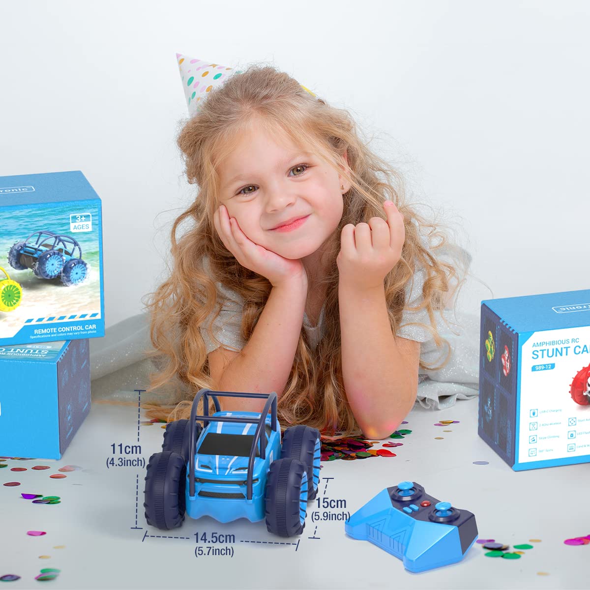 MaxTronic Coche teledirigido, Carga Directa RC Coche 360 ° Flips para niños a Partir de 3 años, Anfibios Impermeable 4WD Offroad 2.4GHz Coches RC Offroad Juguete para Niñas Niños
