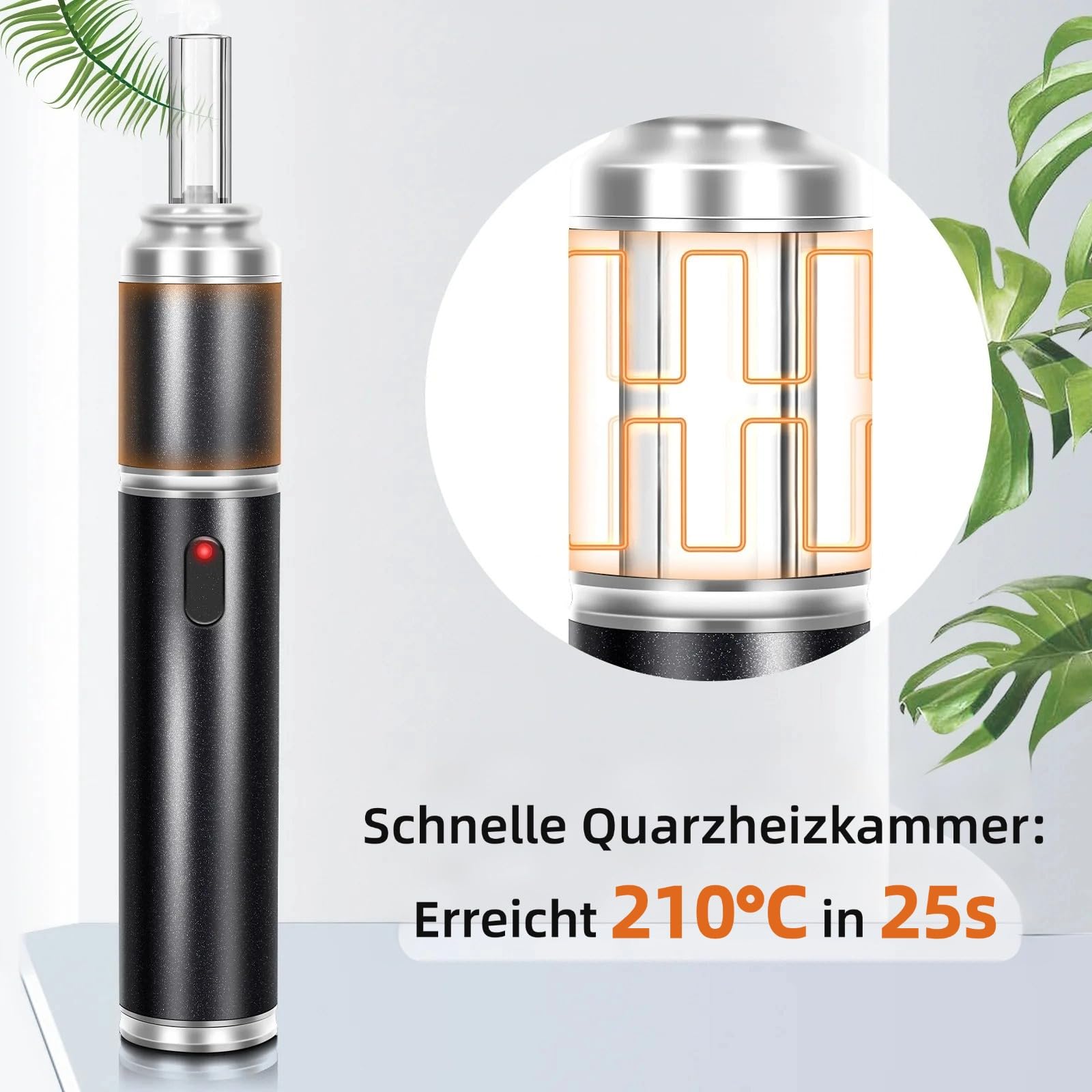 Kräuter Vaporizer aus Vollmetall | Premium Konvektions-Verdampfer mit Ausziehbarem Glasmundstück & Quarz-Heizkammer & Ein-Knopf Bedienung | Sauber & Intensiv(EX-PEN)