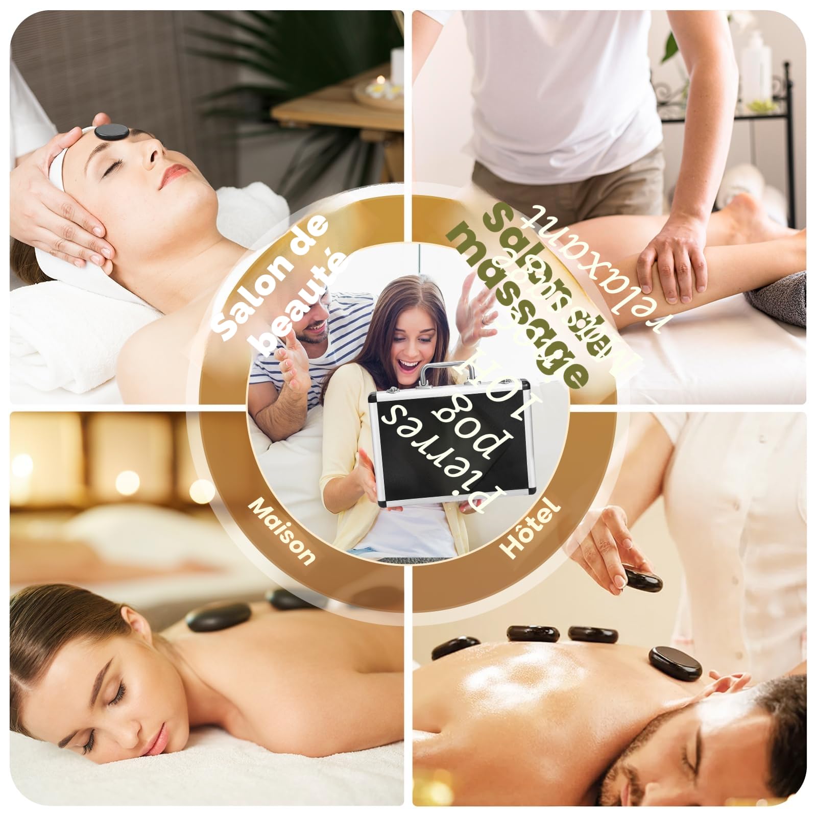 Ensemble de massage aux pierres chaudes, ensemble de massage en basalte avec boîte de chauffage portable, poêle à pierres chaudes à domicile, massothérapie, spa (20)