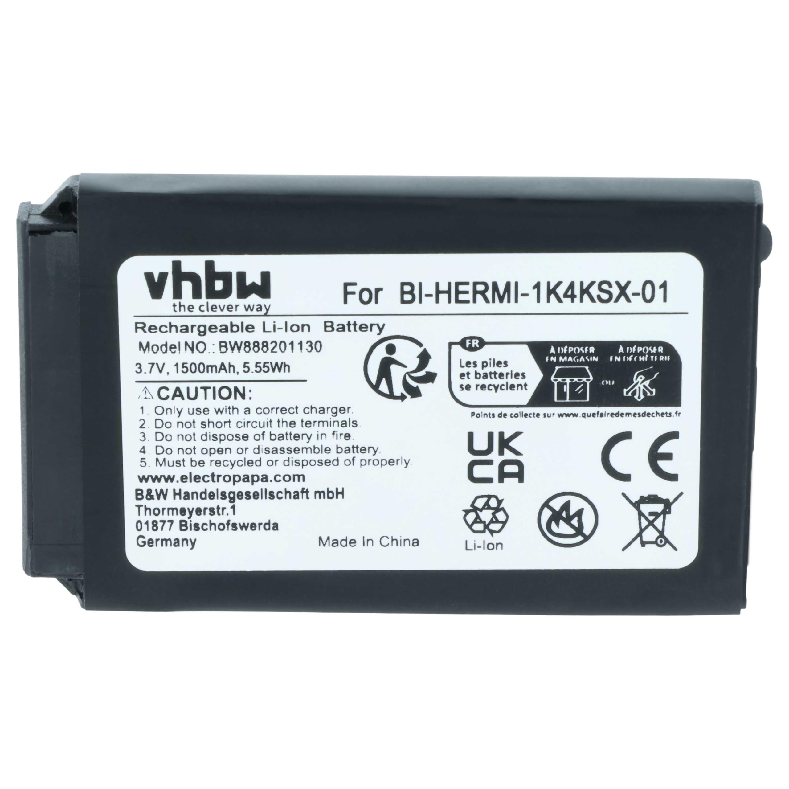 vhbw 5 x akumulator kompatybilny z Cisco CP-7925G-A-K9, CP-7925G-EX-K9, CP-BATT-7925G-STD bezprzewodowy telefon stacjonarny (1500 mAh, 3,7 V, Li-Ion)