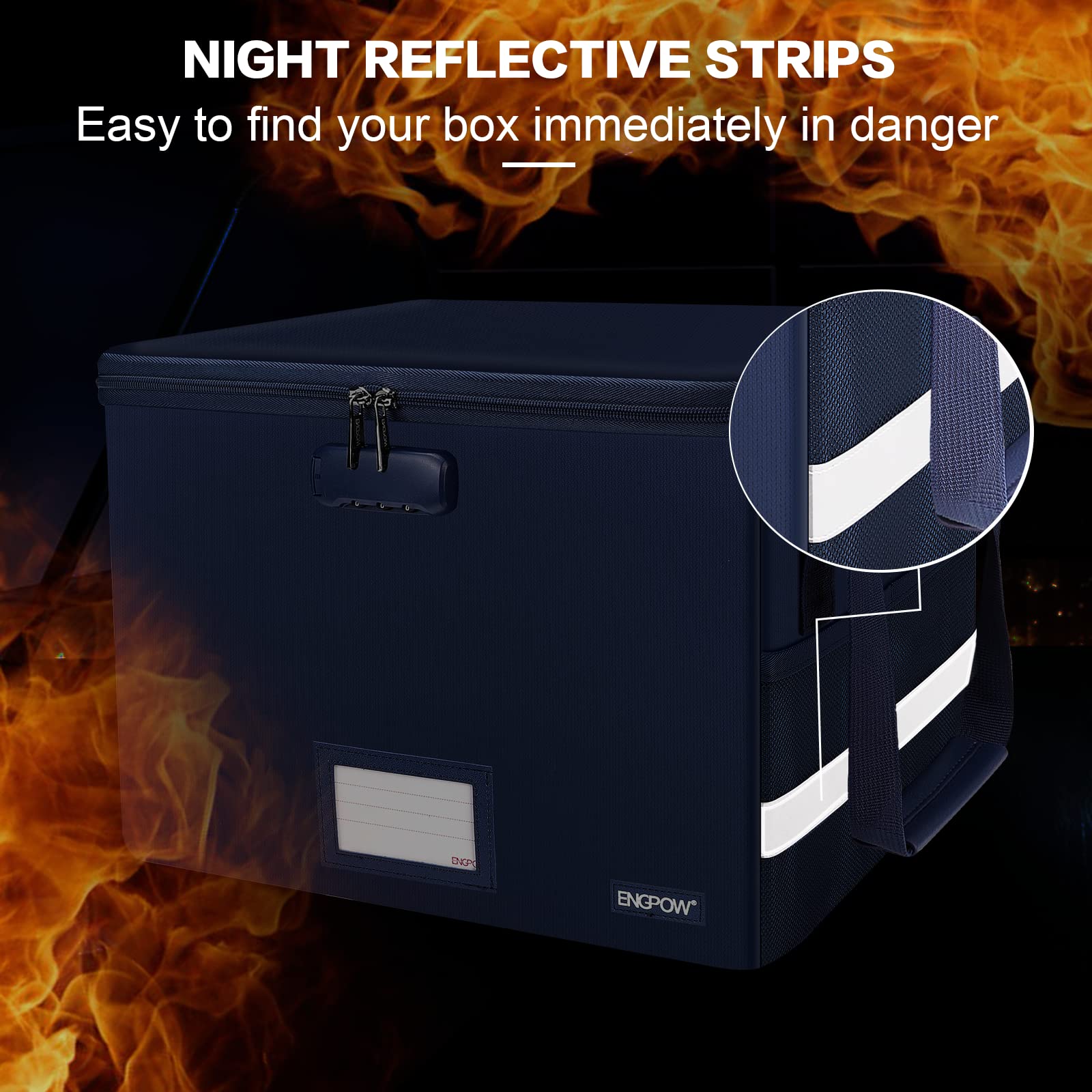Porte-documents résistant au feu - Boîte de rangement avec serrure - Sac résistant au feu - Organiseur pliable avec poignée - Portable - Bureau à domicile - Pour dossiers - Livre de certificats