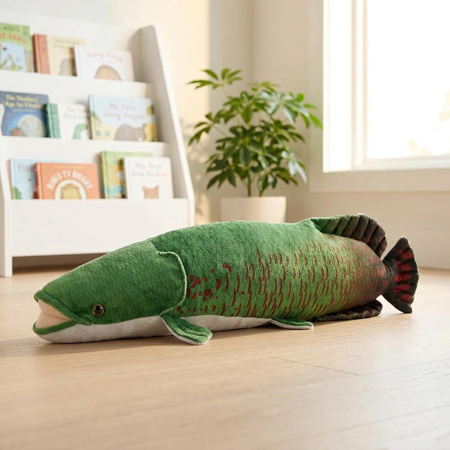 ZHONGXIN MADE Arapaima Plush - Lifelike Arapaima Gigas Fish Stuffed Animals, Soft Green 18inch Arapaima Fish Plushie Toy, Super Soft Plush Dolls for Kids Model Toys, Gifts for Kids