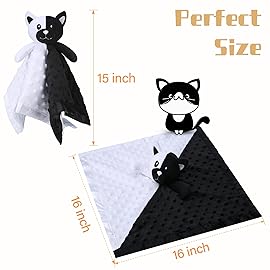 Pro Goleem Cat Loveys for Babies, Soft Security Blanket High Contrast Baby Toys for Newborn Stuffed Animals Baby Gifts for Boys and Girls, 16 Inch