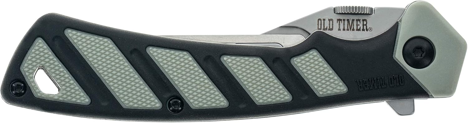 Old Timer Replaceable Blade Knife, Kit, and Gut Hook Tool with Interchangeable Replaceable Blades, Rubber Overmold Grip, Spare Blades, Thumb Assist, and Liner Lock for Hunting, Skinning, and Outdoors