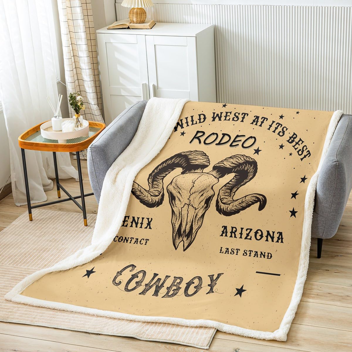 Homemissing Multicolored 13214 Western Decor Sherpa Blanket Wild West Cowboy Fleece Throw Blanket For Bed Sofa Retro Cowbo Style Plush Blanket Sheep Print Fuzzy Blanket Flannal Blanket Queen 90X90 Inch