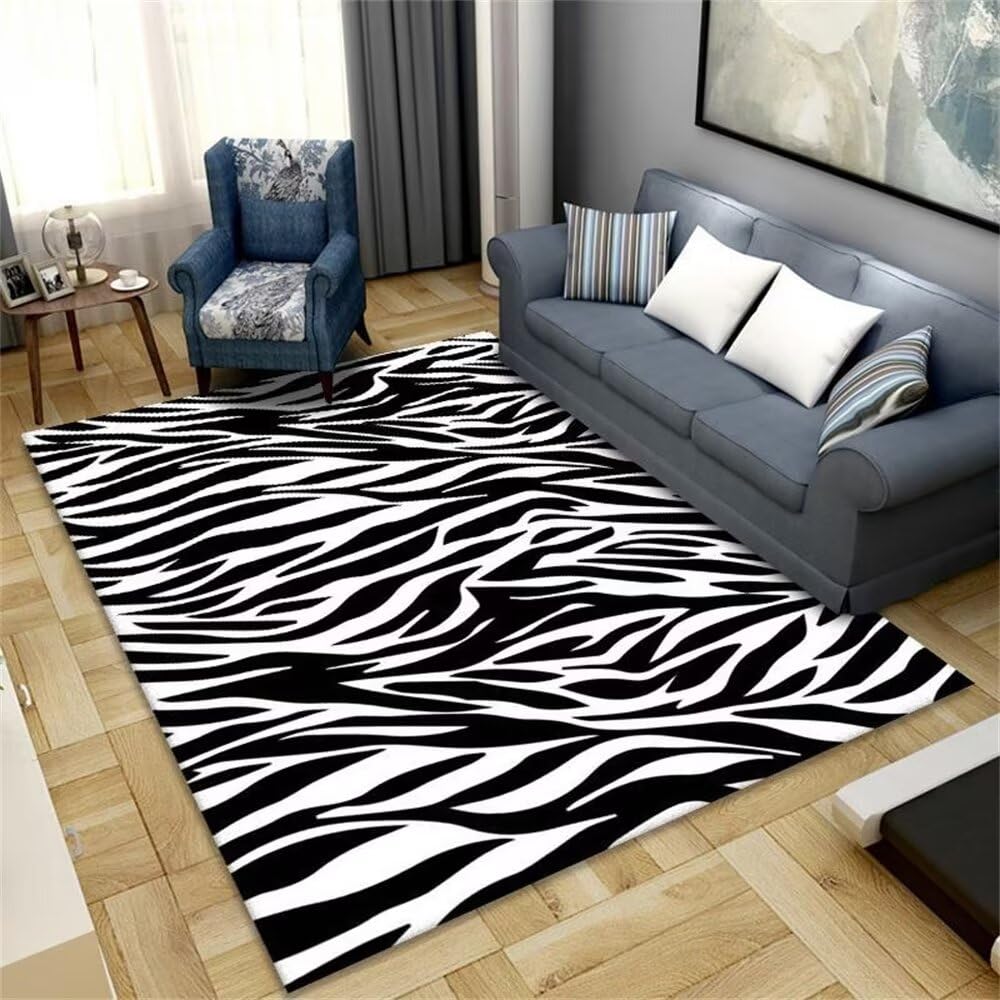 Tapis de couloir long noir et blanc pour dynamiser le couloir et le salon