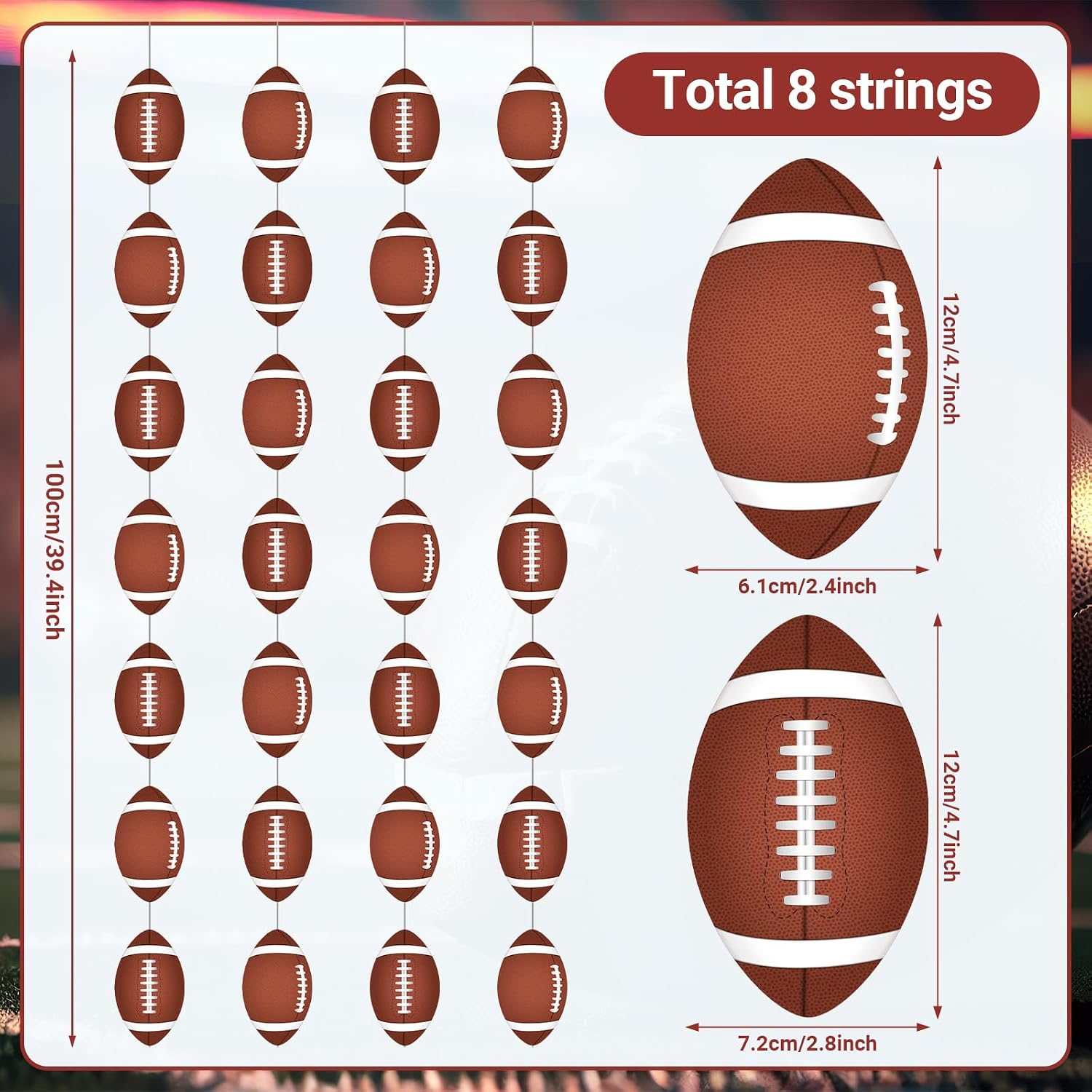Faccito 8 Pcs Football Party Decorations Football Paper Banners Garland
